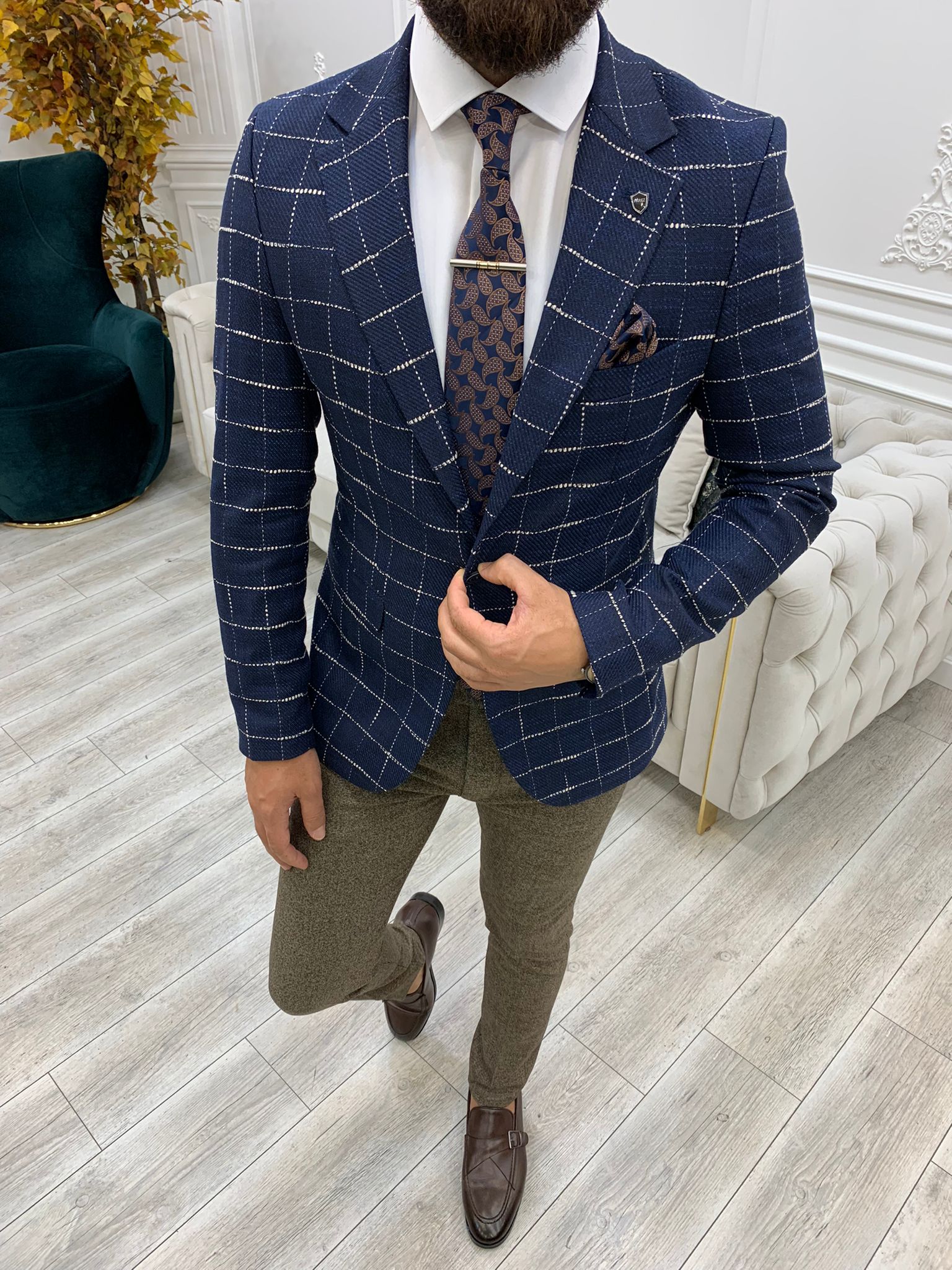 Erkek Slim Fit Ceket-Lacivert