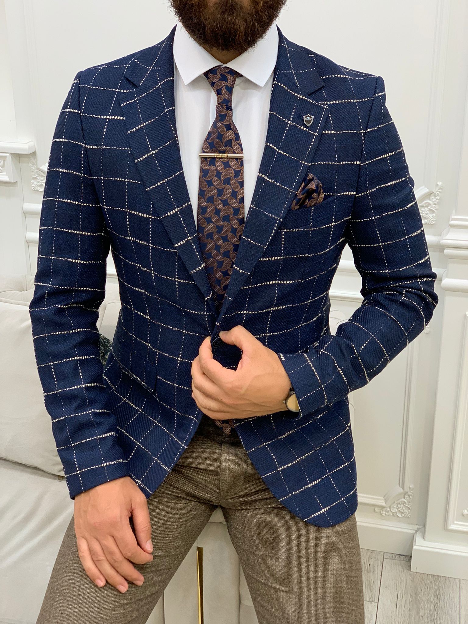 Erkek Slim Fit Ceket-Lacivert