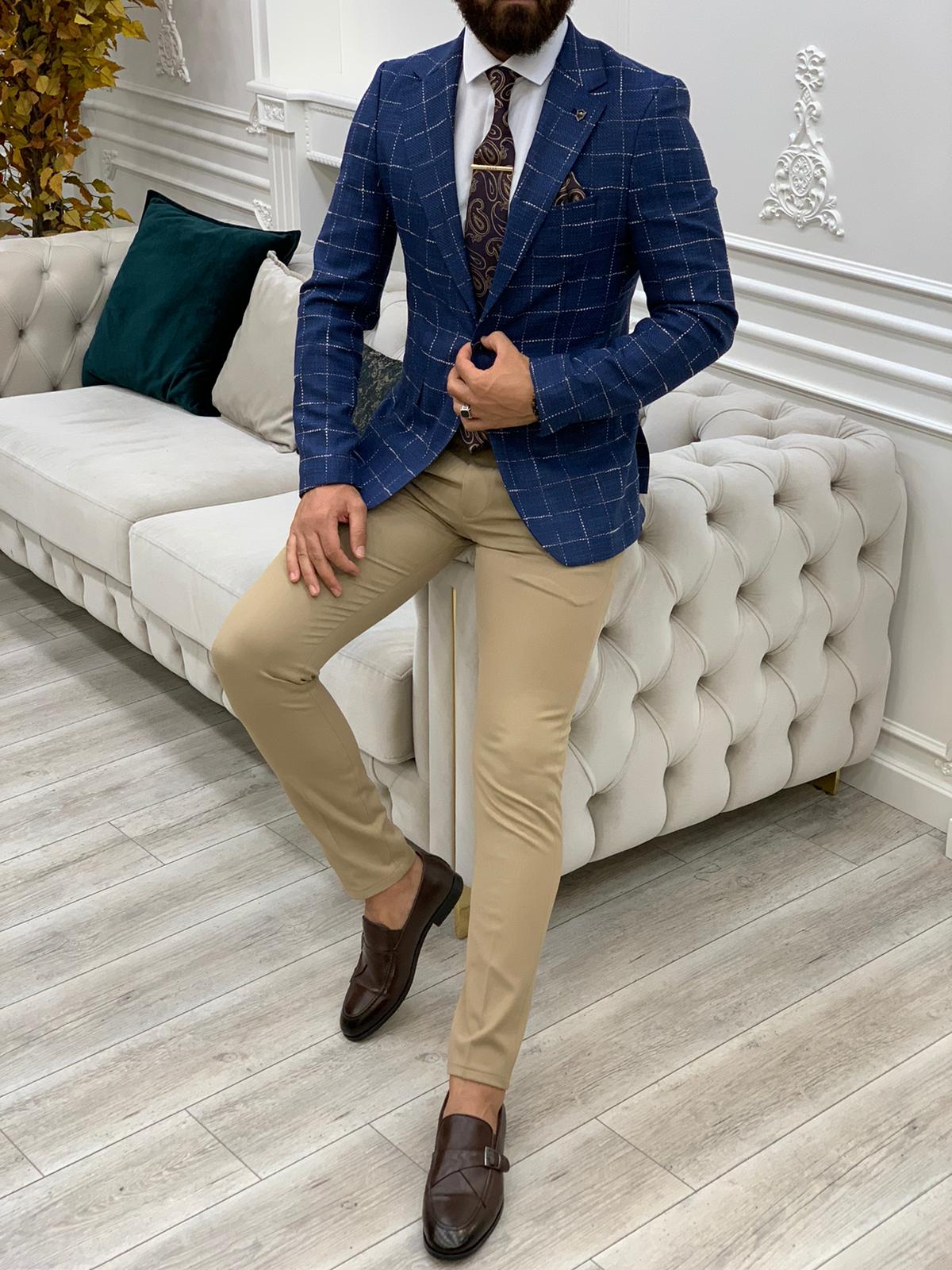 Erkek Slim Fit Ceket-Mavi
