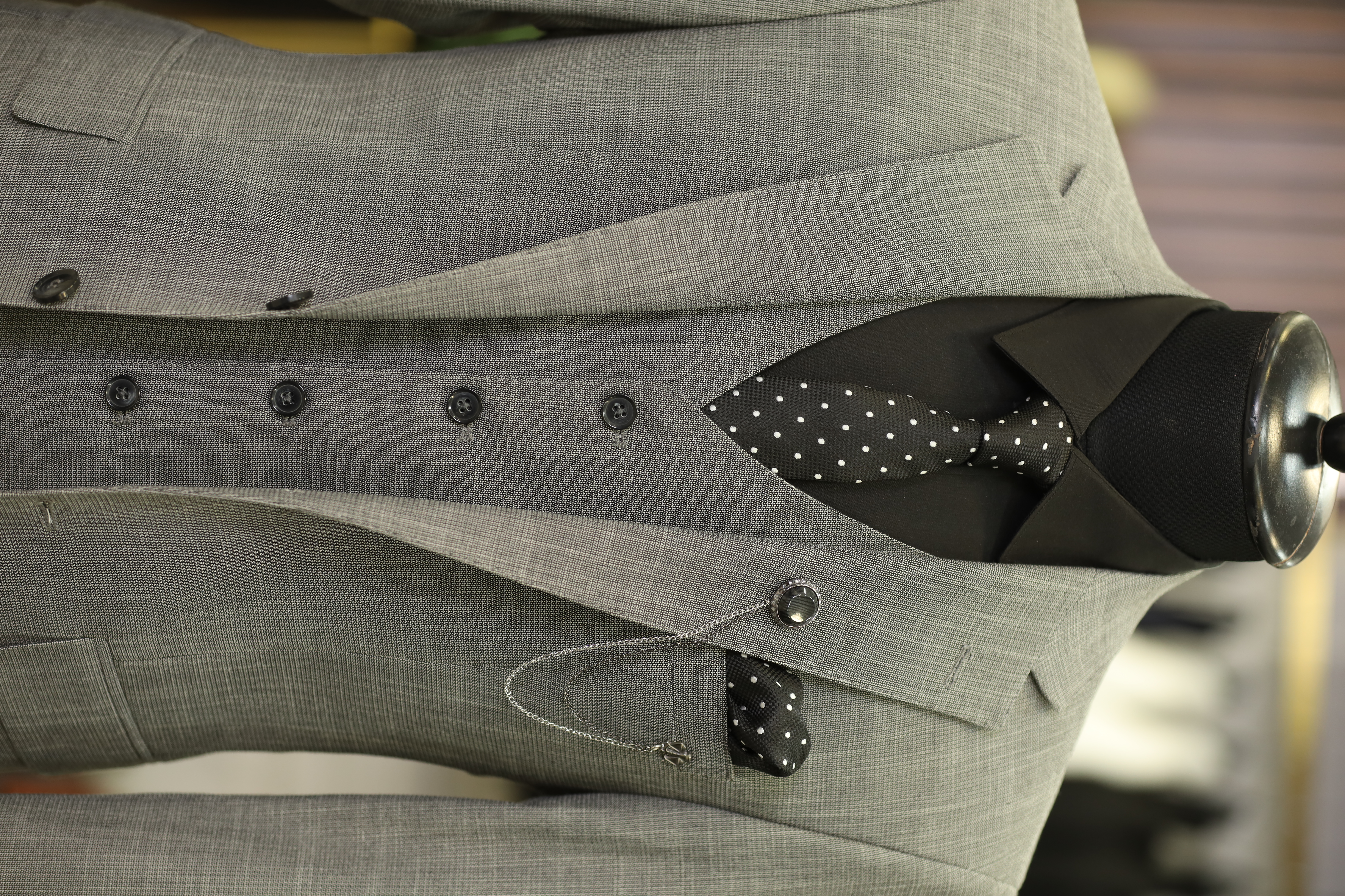 Erkek Slim Fit İtalyan Stil Mono Yaka Takım Elbise - Gri