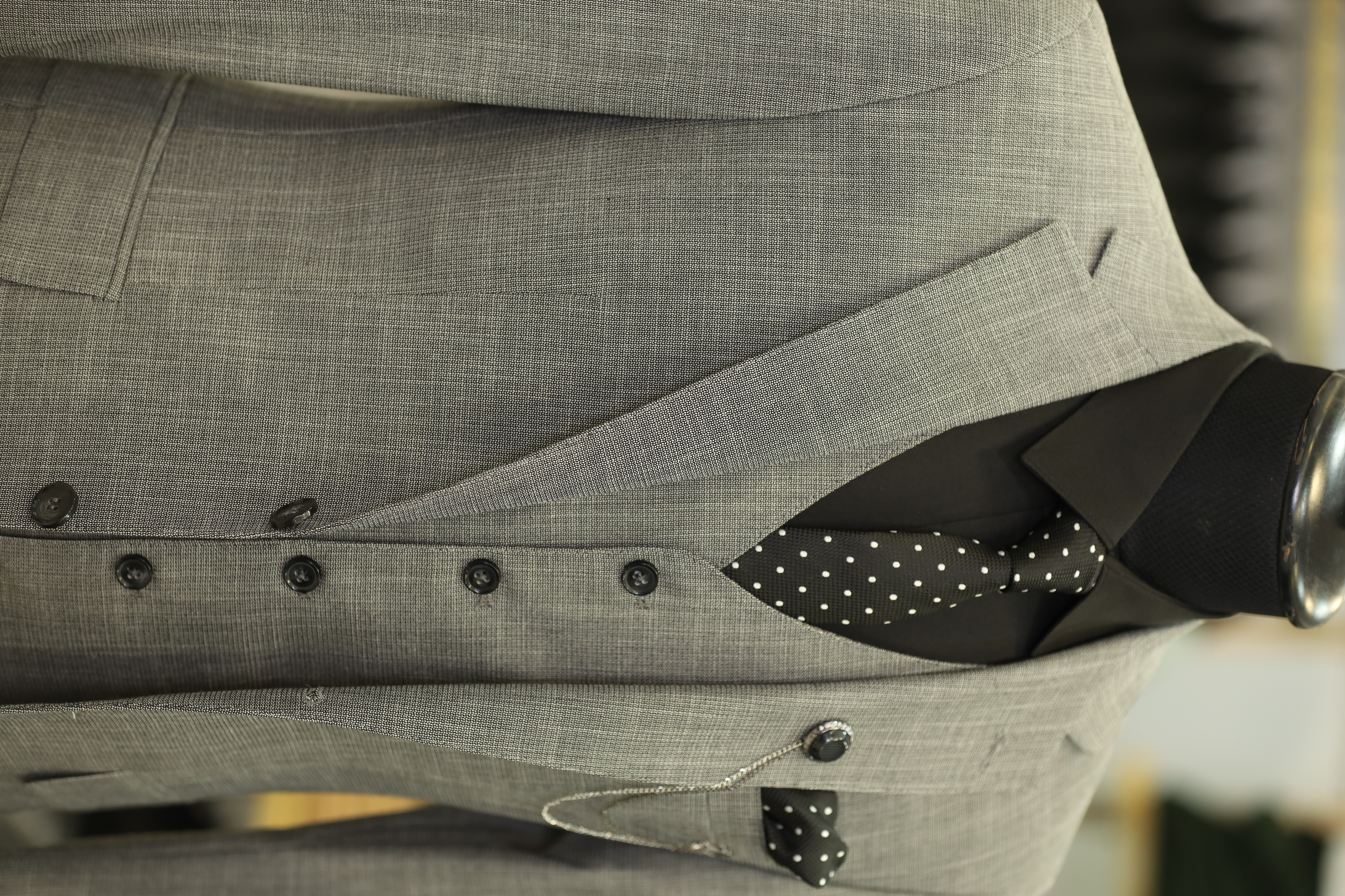 Erkek Slim Fit İtalyan Stil Mono Yaka Takım Elbise - Gri