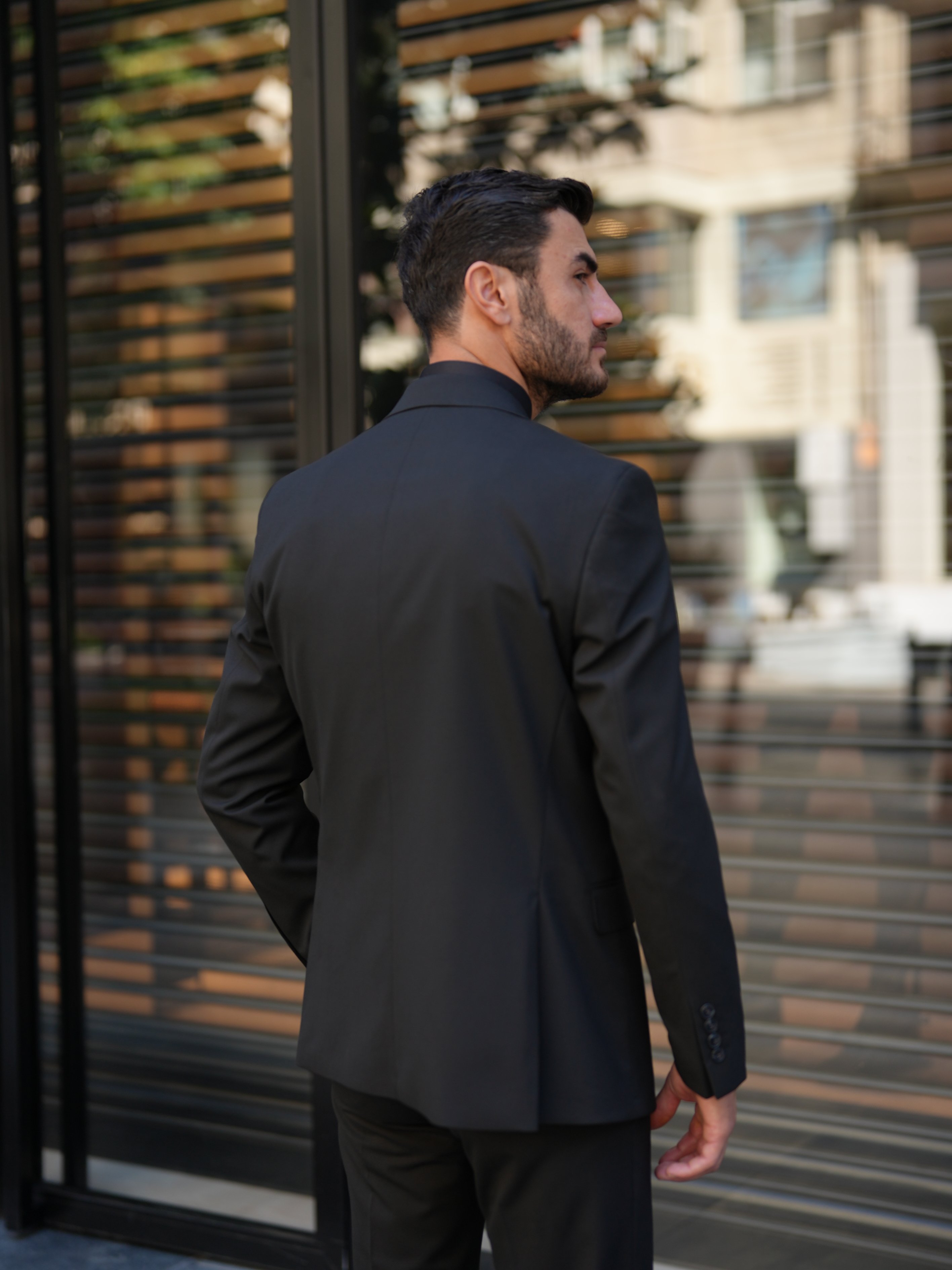 Erkek Slim Fit İtalyan Stil Takım Elbise - Siyah