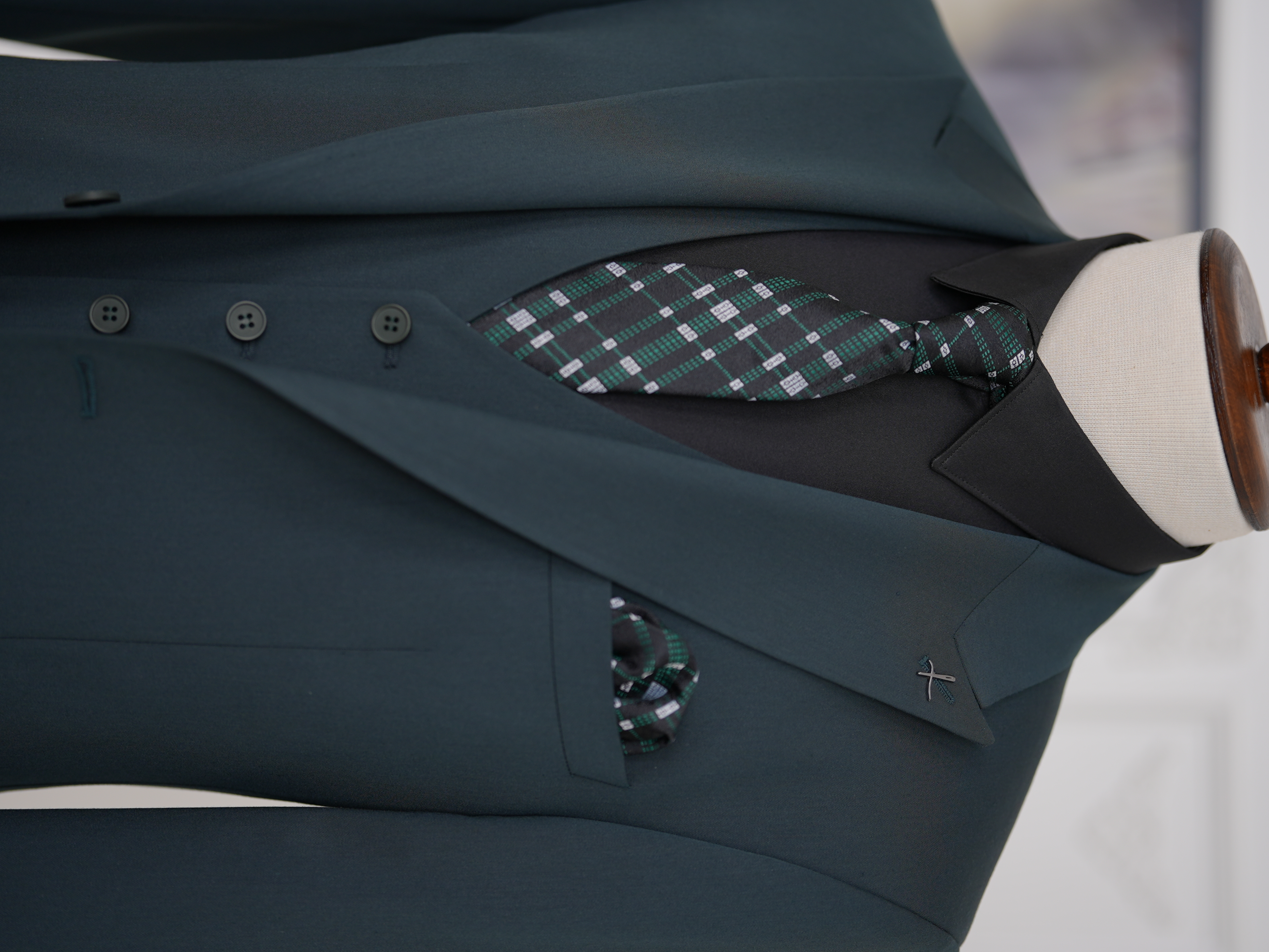 Erkek Slim Fit İtalyan Stil Yelekli Takım Elbise - Haki