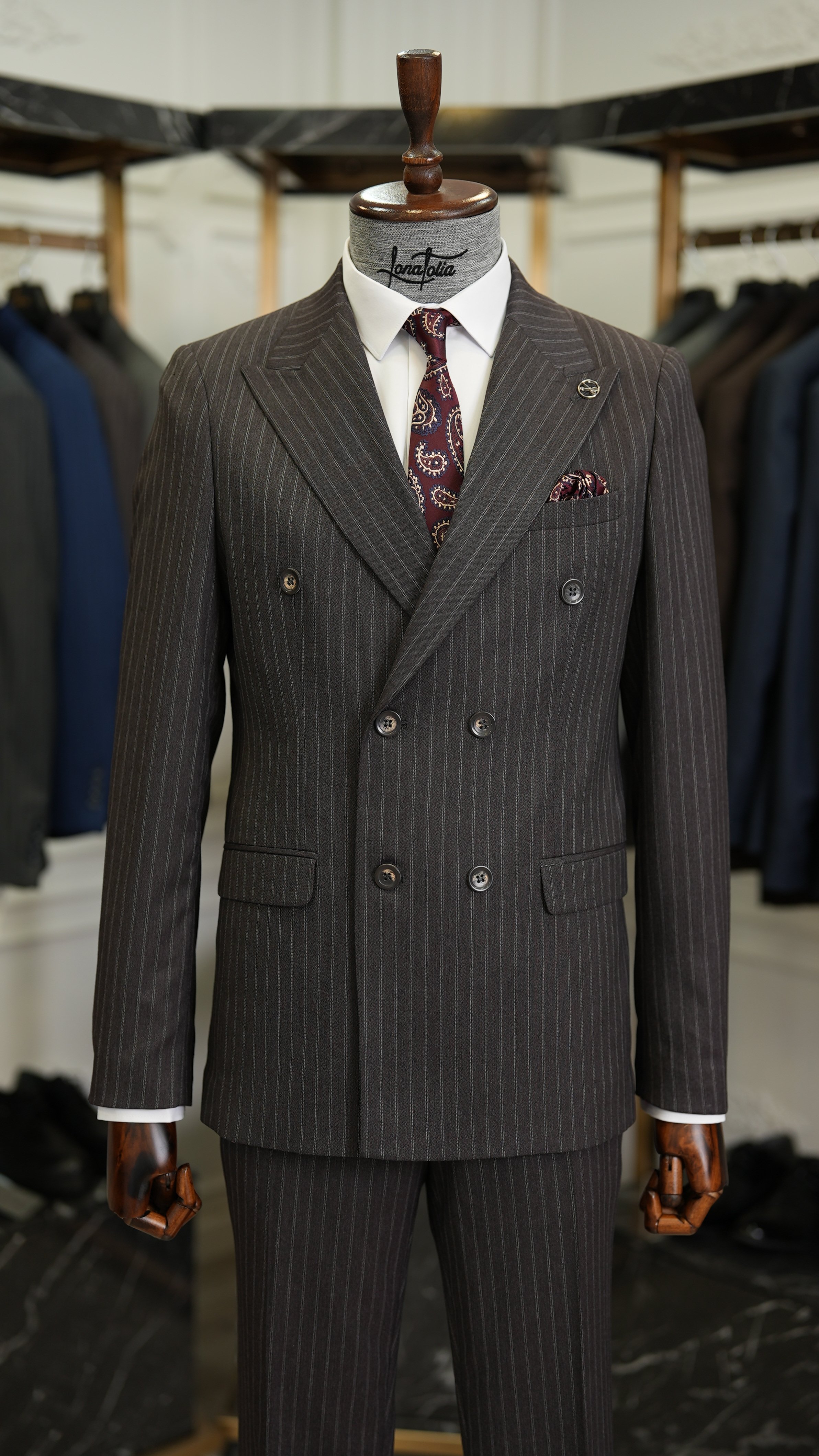 Erkek Slim Fit Takım Elbise Ceket Pantolon - Bordo