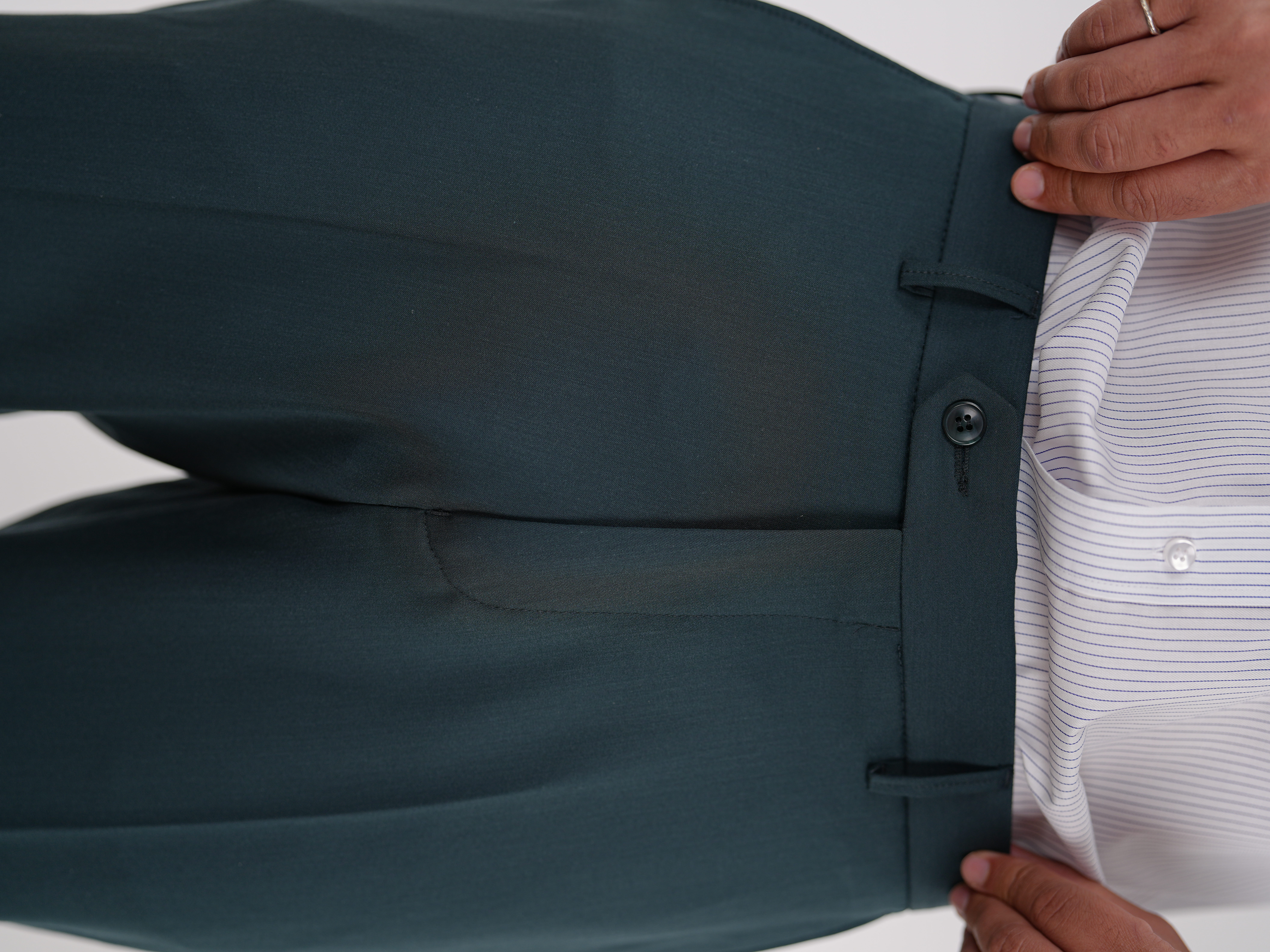 Erkek Slim Fit Yüksek Bel Duble Paça Kumaş Pantolon - Yeşil