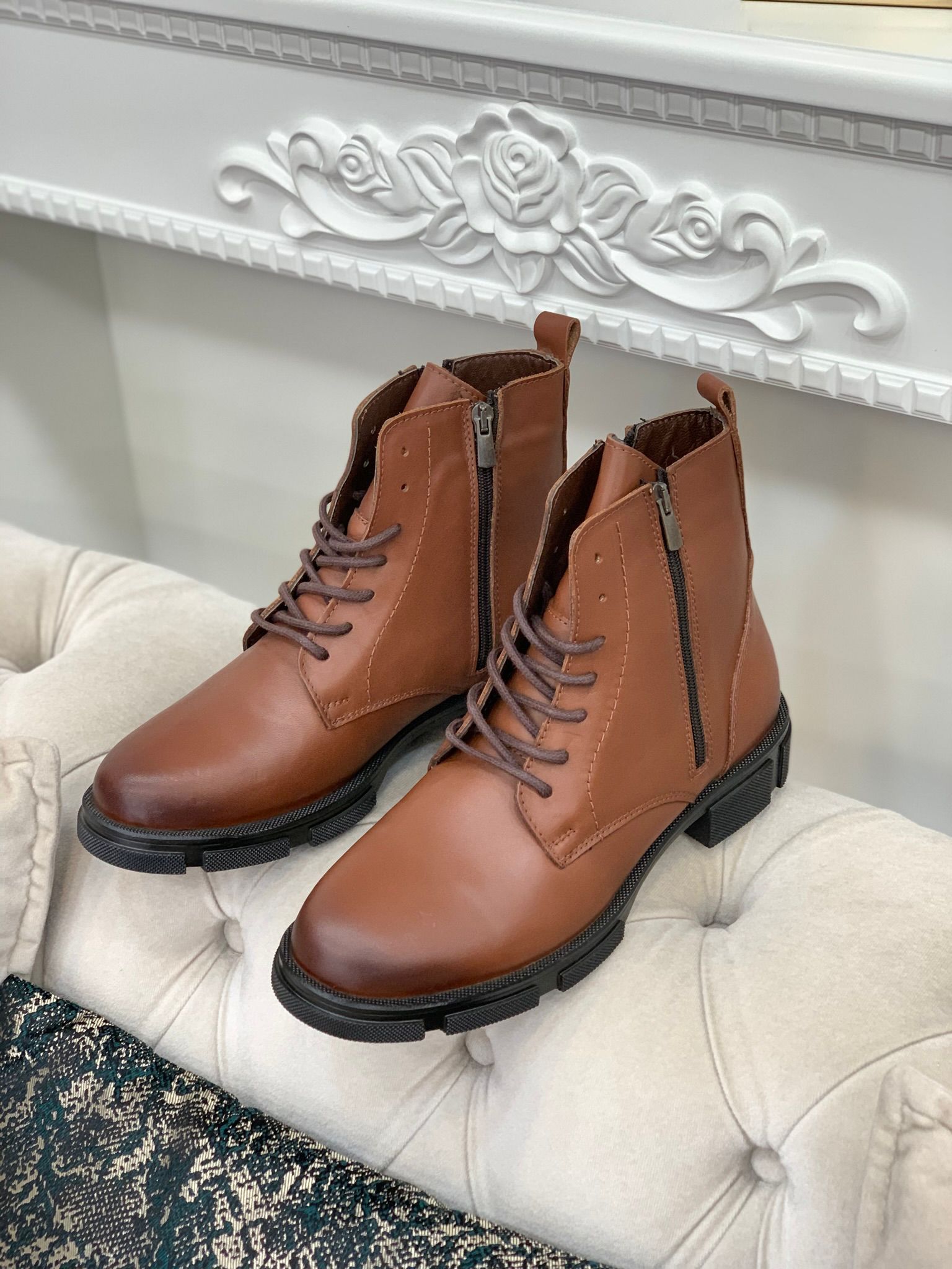 Hakiki Deri Erkek Bot-Kahve