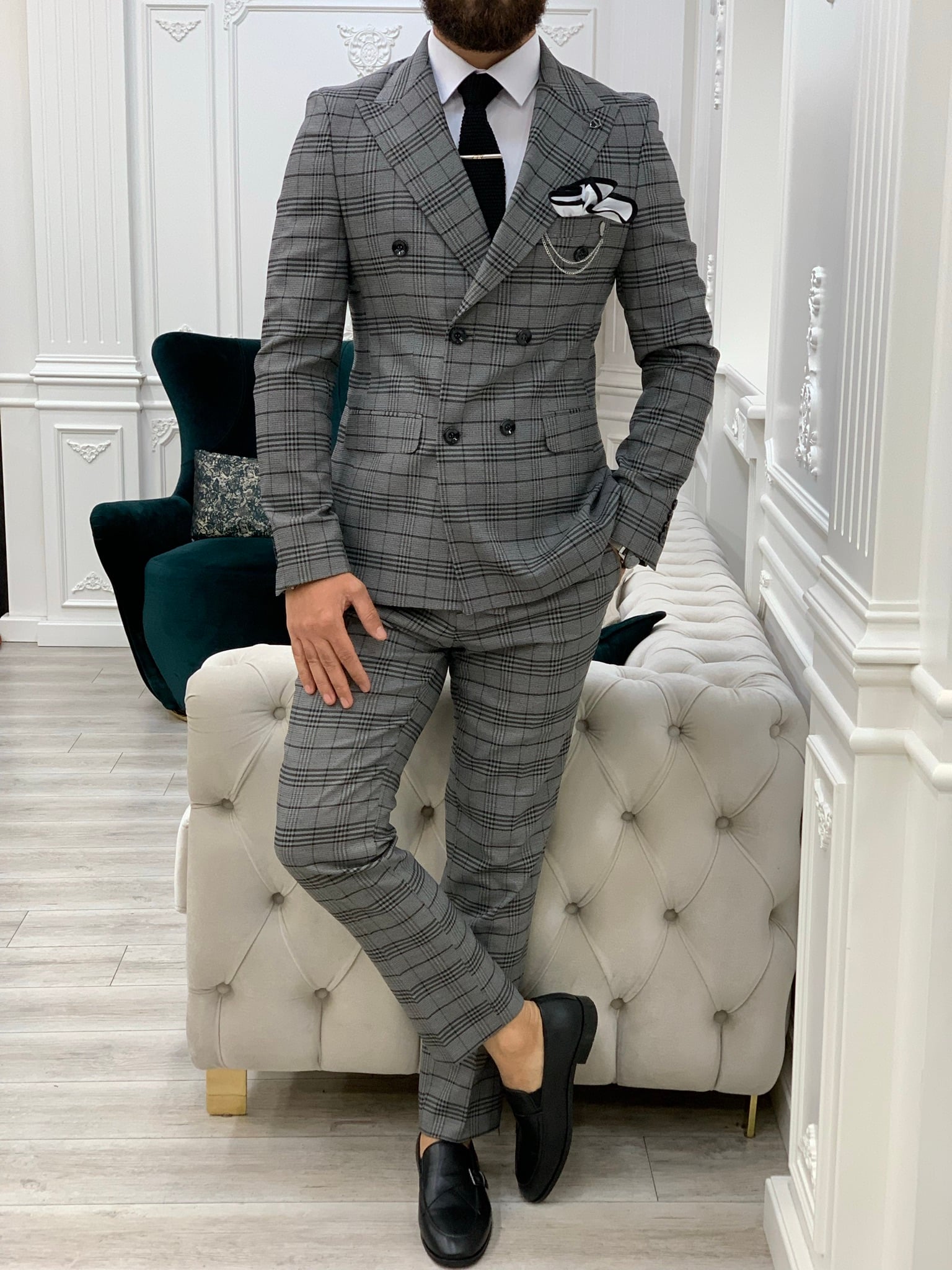 Pantaloni giacca da abito doppiopetto stile italiano - Grigi