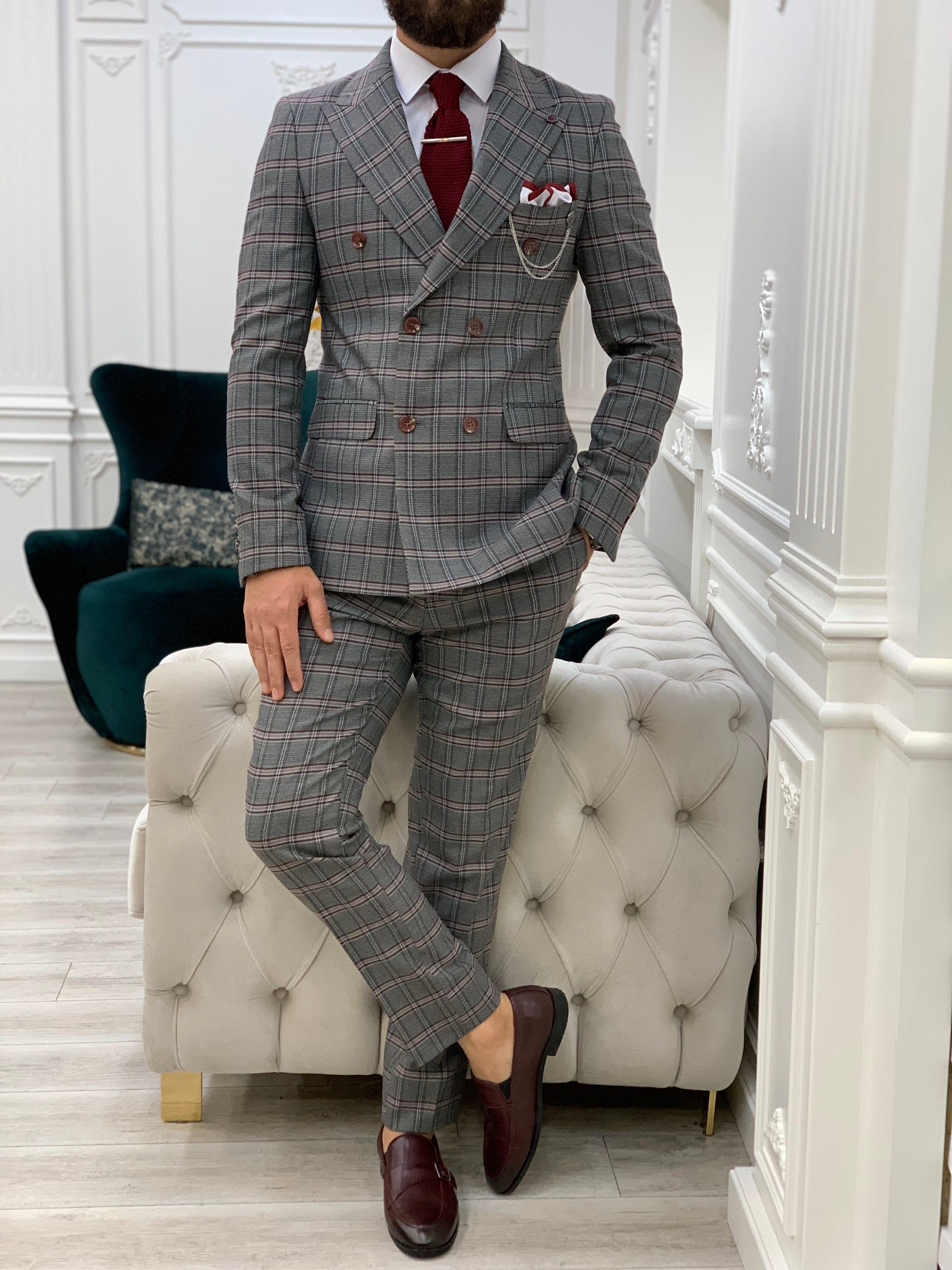 Pantaloni giacca da abito doppiopetto stile italiano - Rosa