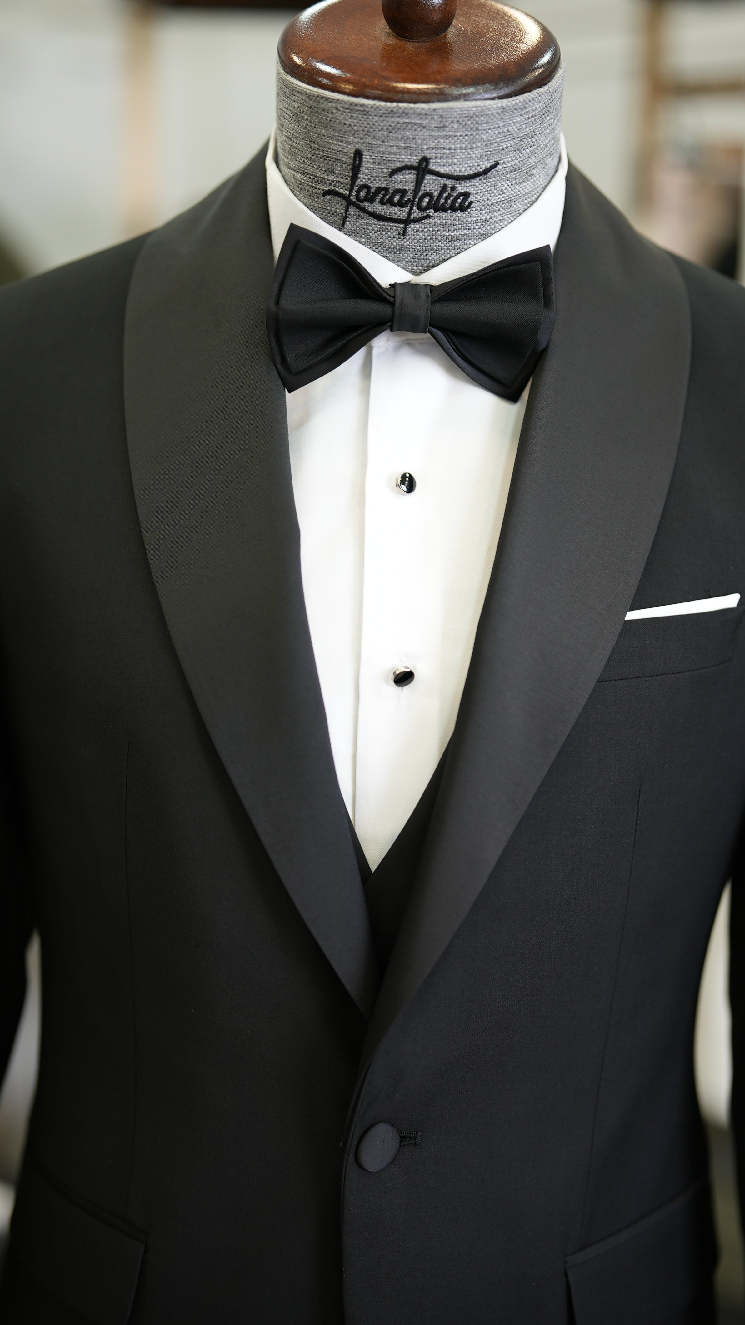 İtalyan Stil Smokin Damatlık Ceket Yelek Pantolon Papyon