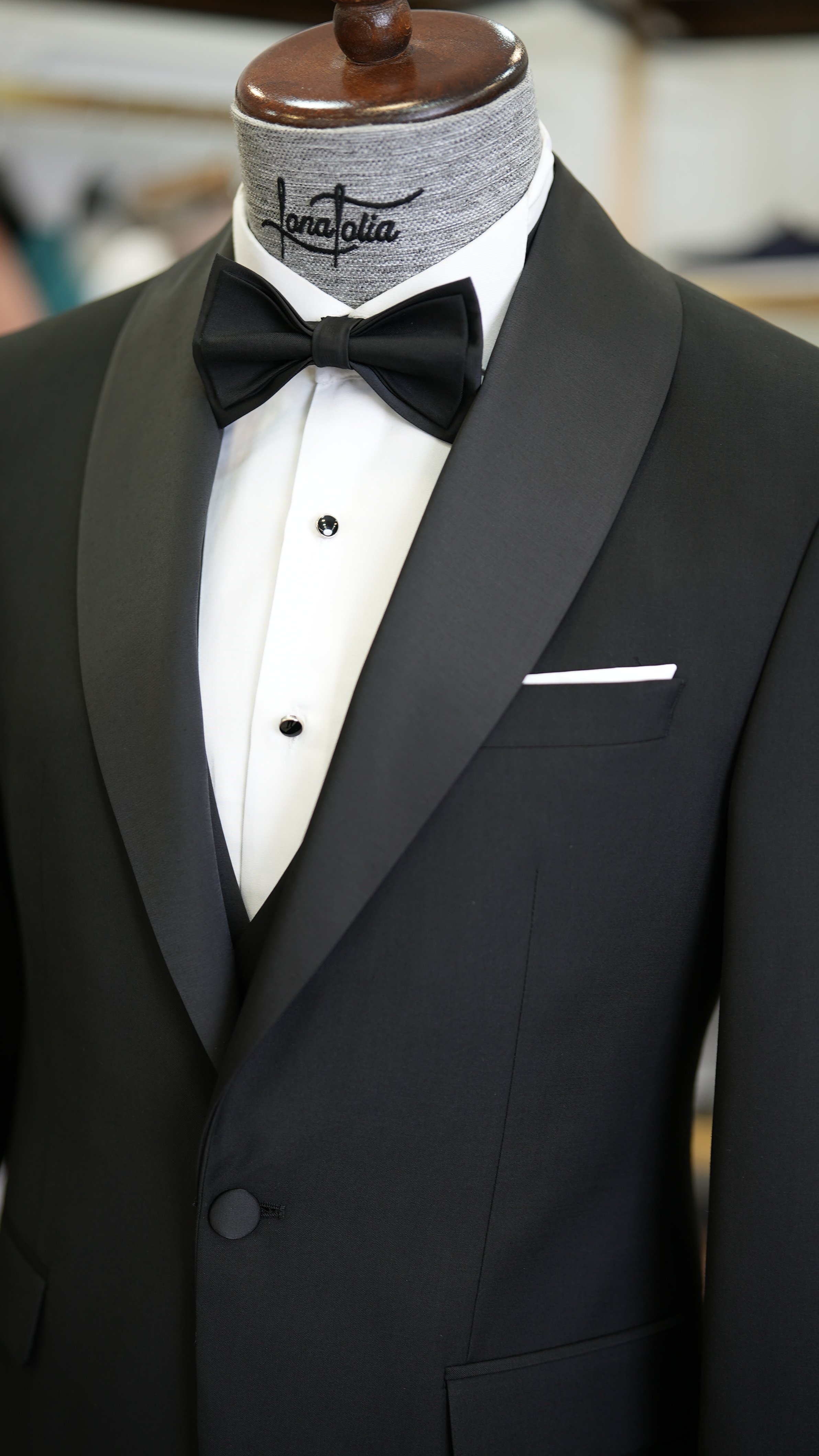 İtalyan Stil Smokin Damatlık Ceket Yelek Pantolon Papyon