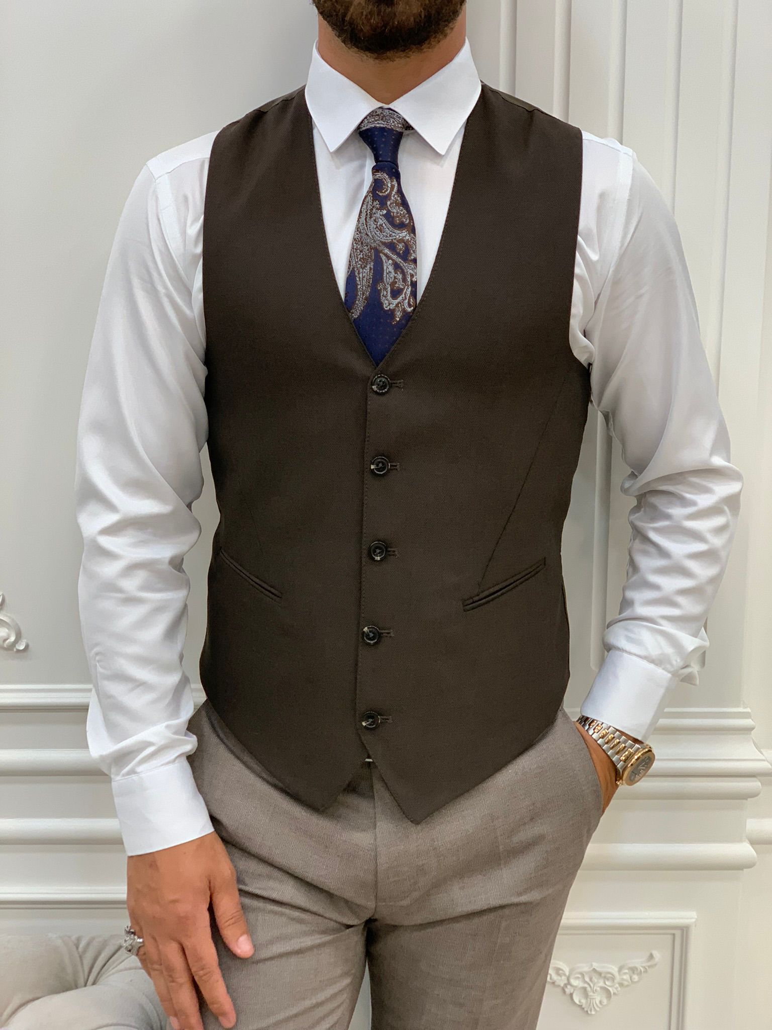 Pantaloni giacca gilet stile italiano - Caffè con latte