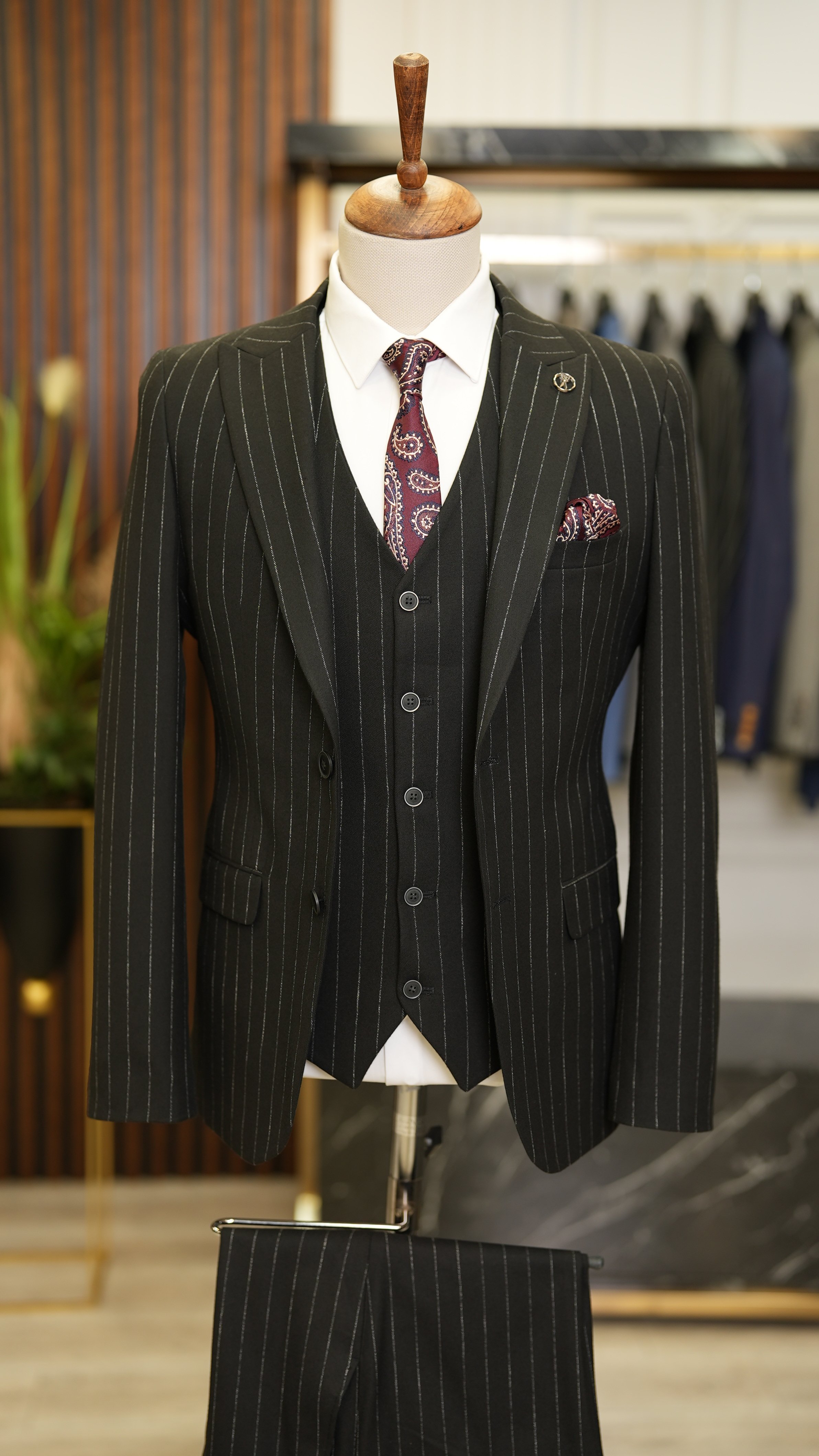 Pantaloni gilet giacca stile italiano - neri