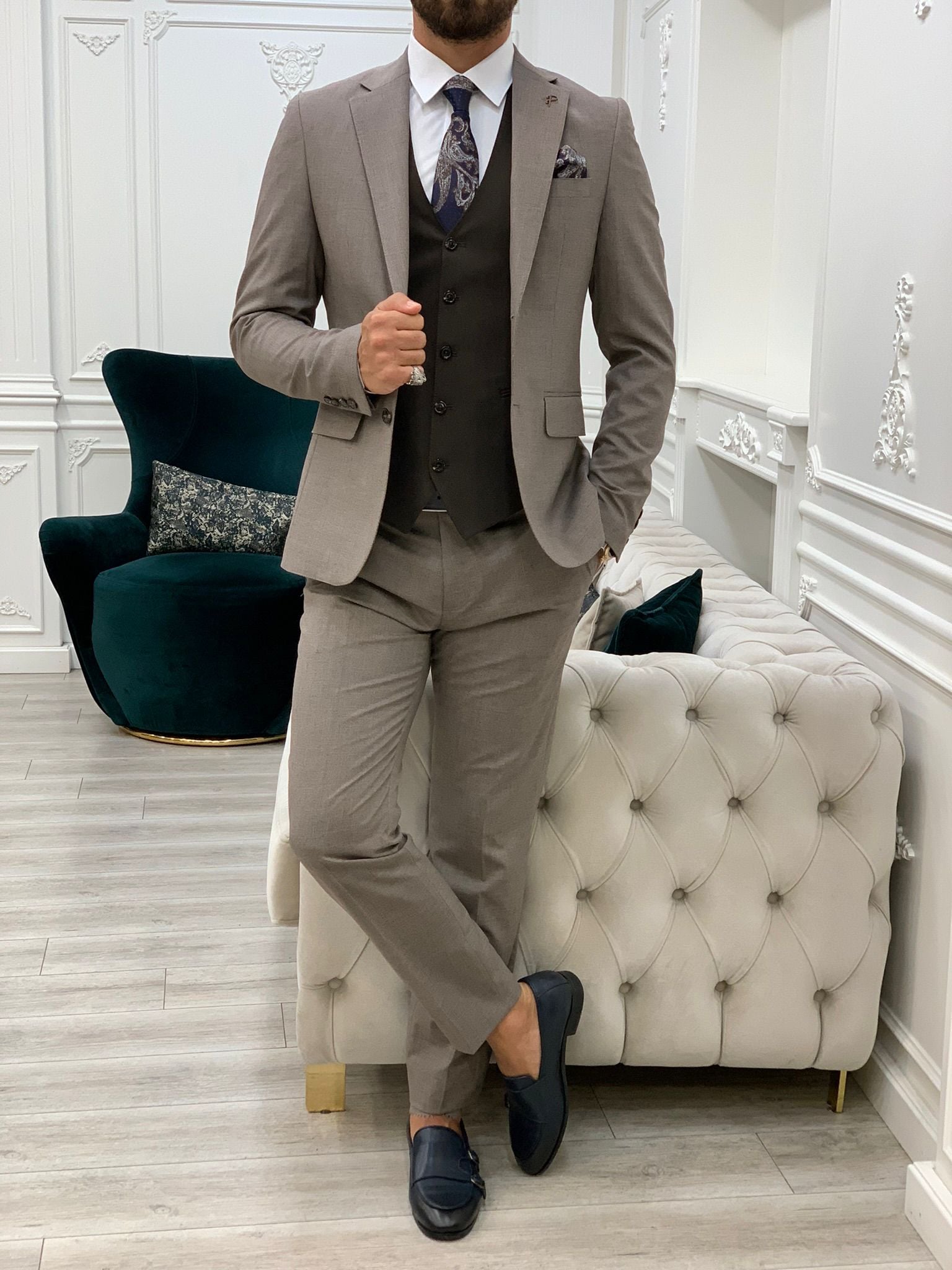 Pantaloni giacca gilet stile italiano - Caffè con latte