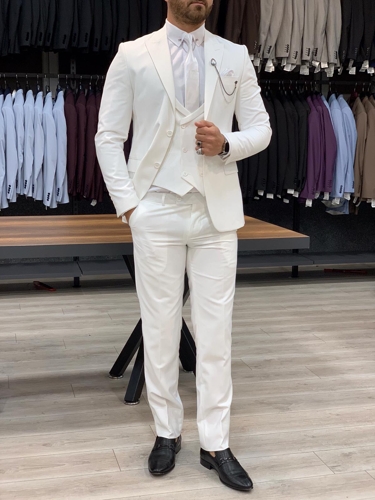 Pantaloni giacca gilet stile italiano - Bianco