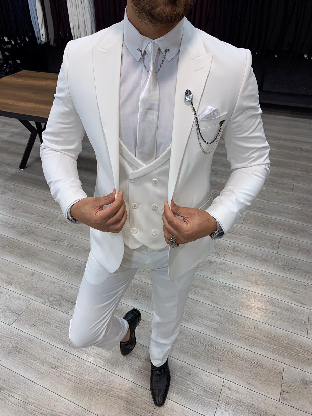 Pantaloni giacca gilet stile italiano - Bianco