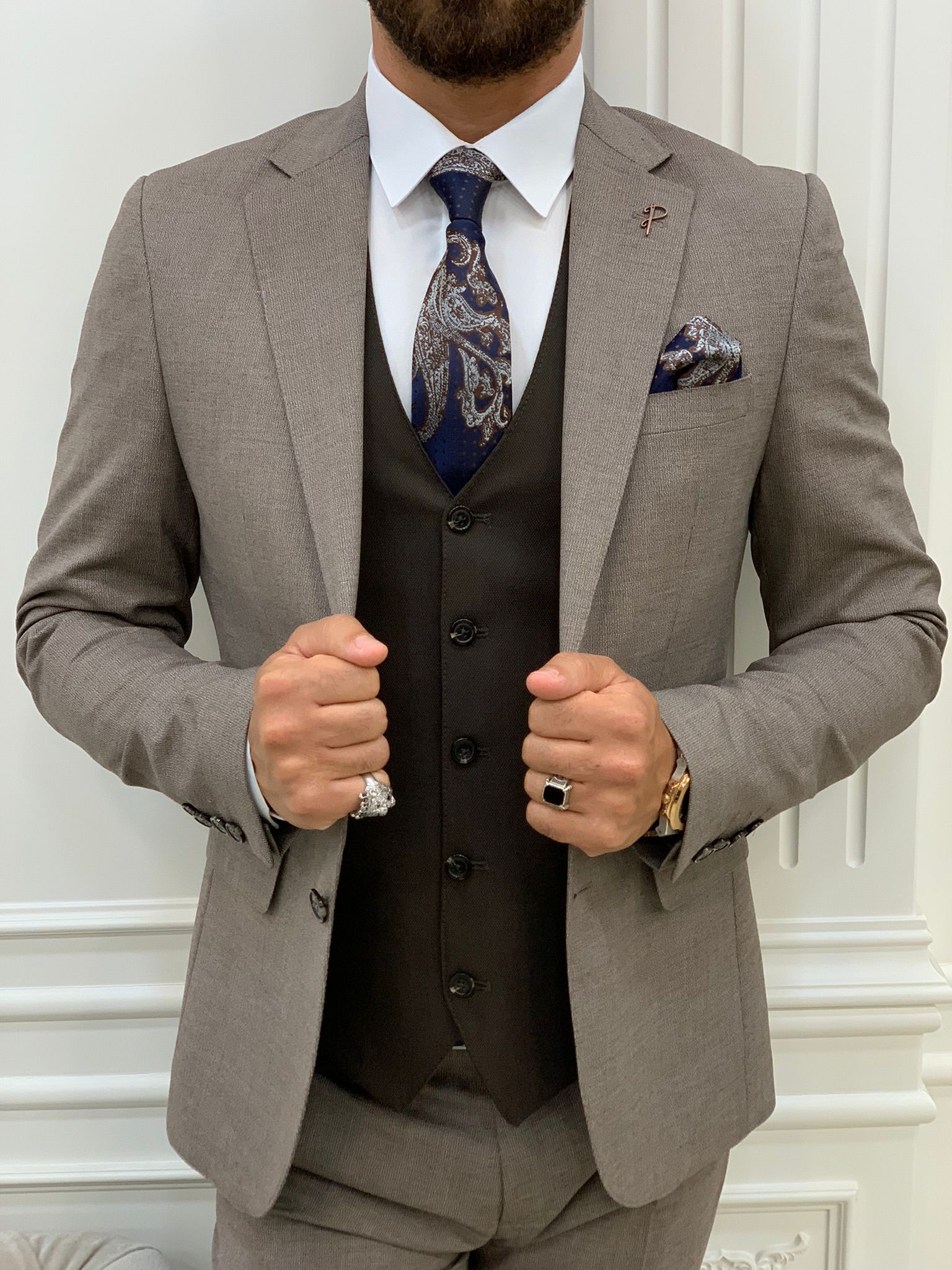 Pantaloni giacca gilet stile italiano - Caffè con latte