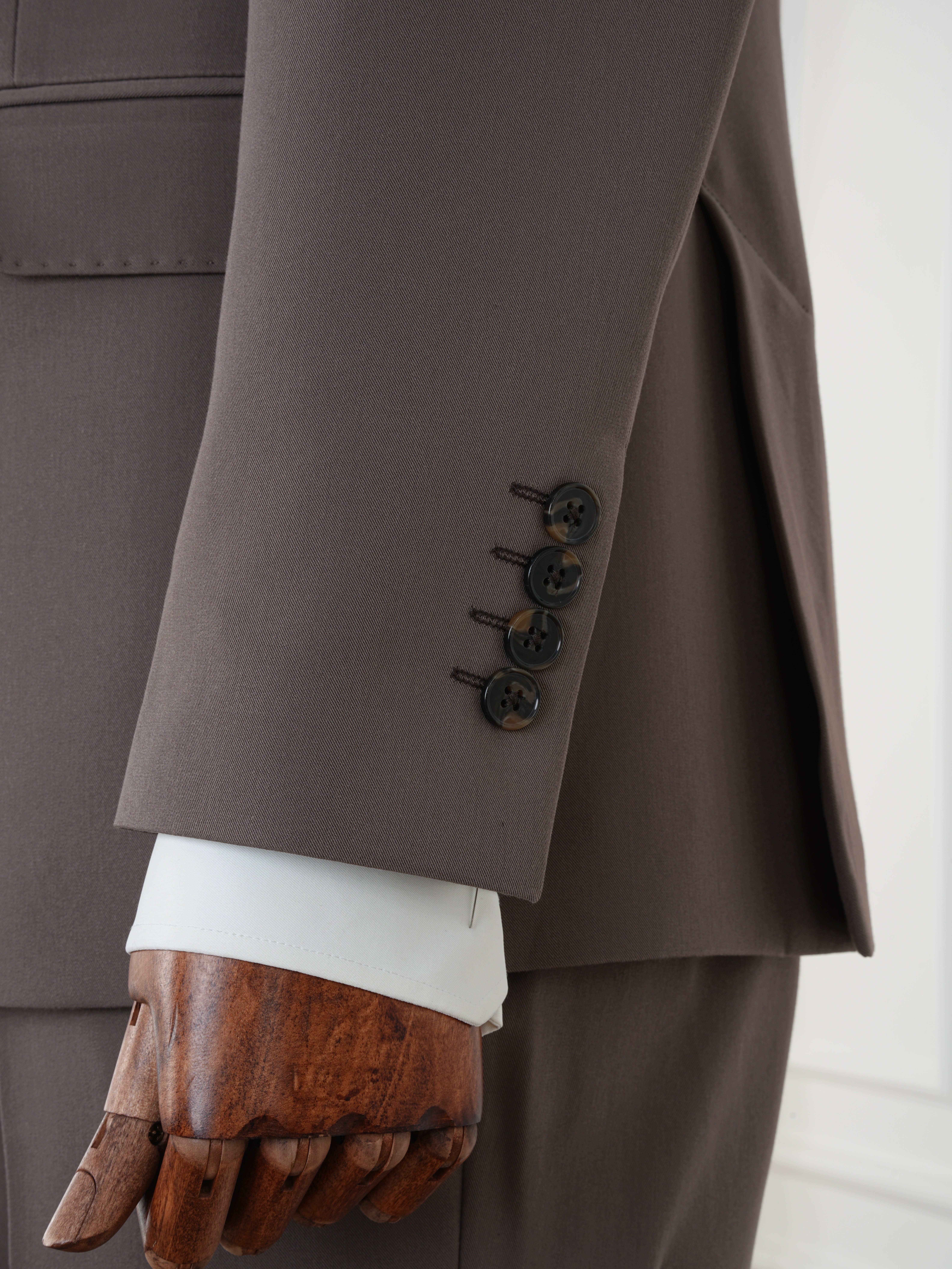 Premium Erkek Slim Fit İtalyan Stil Yarım Astarlı Kruvaze Takım Elbise - Kahve