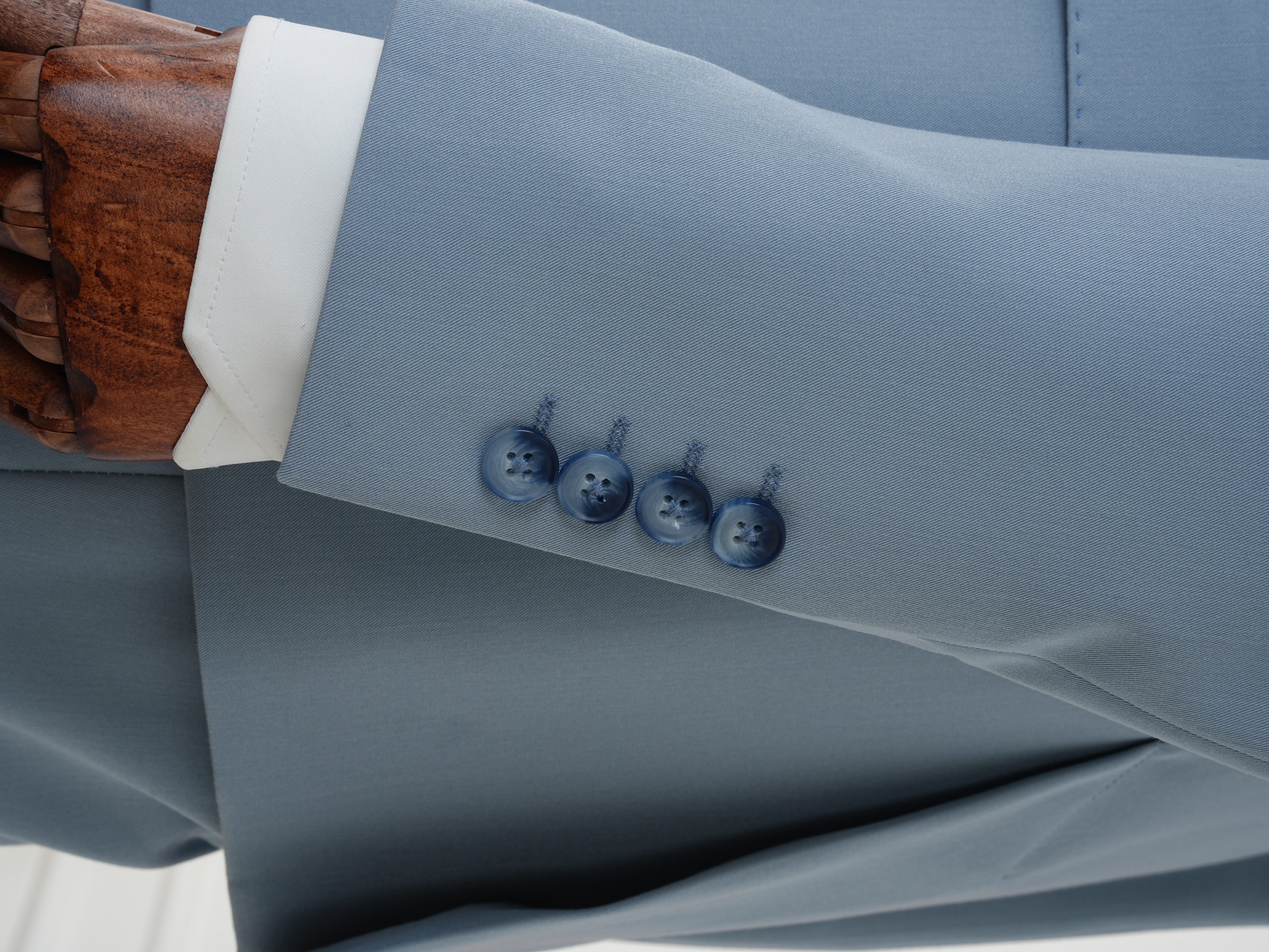 Premium Erkek Slim Fit İtalyan Stil Yarım Astarlı Kruvaze Takım Elbise - Buz Mavisi