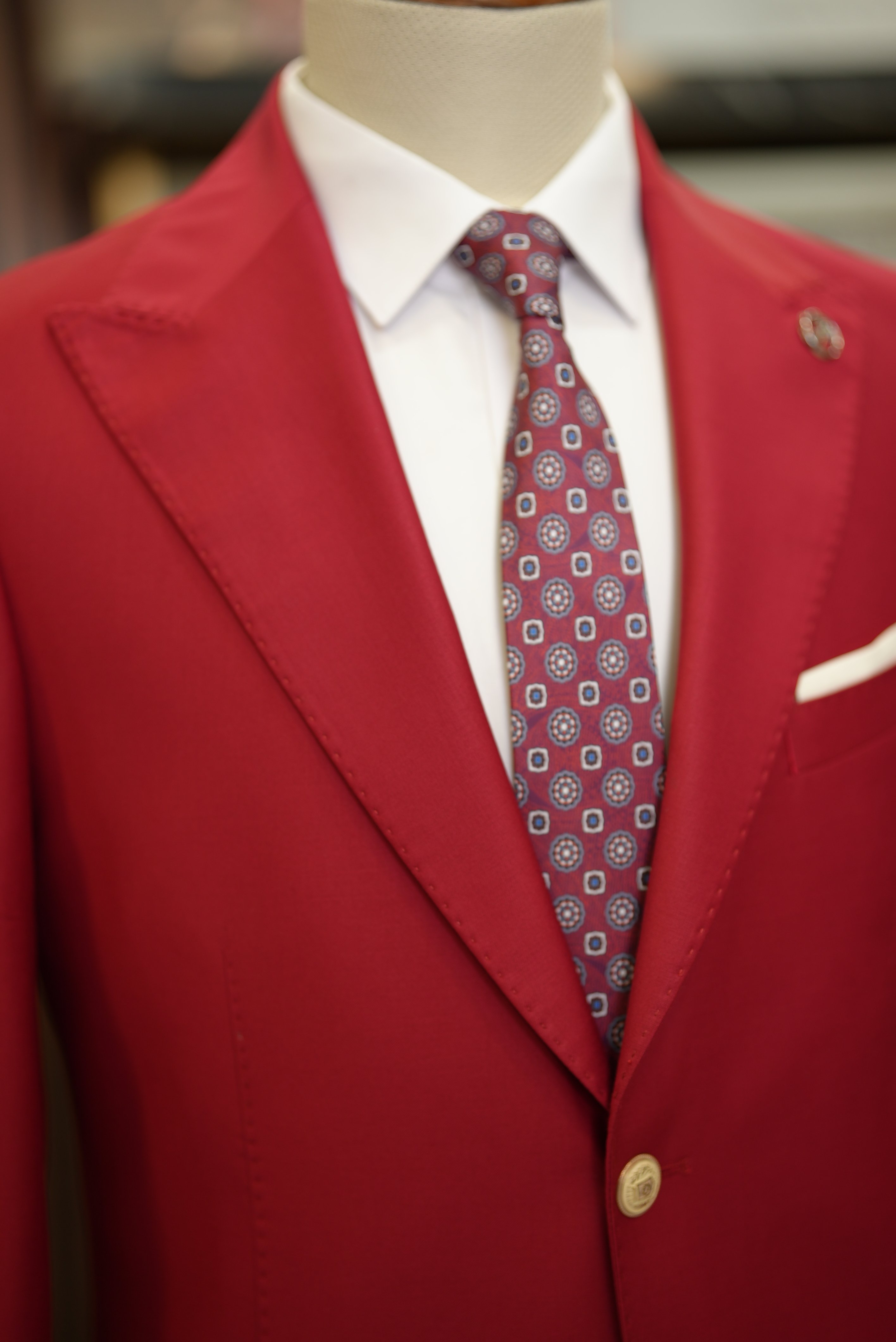Pantaloni da giacca con tasca e tuta da uomo premium con cuciture a punto - Rosso