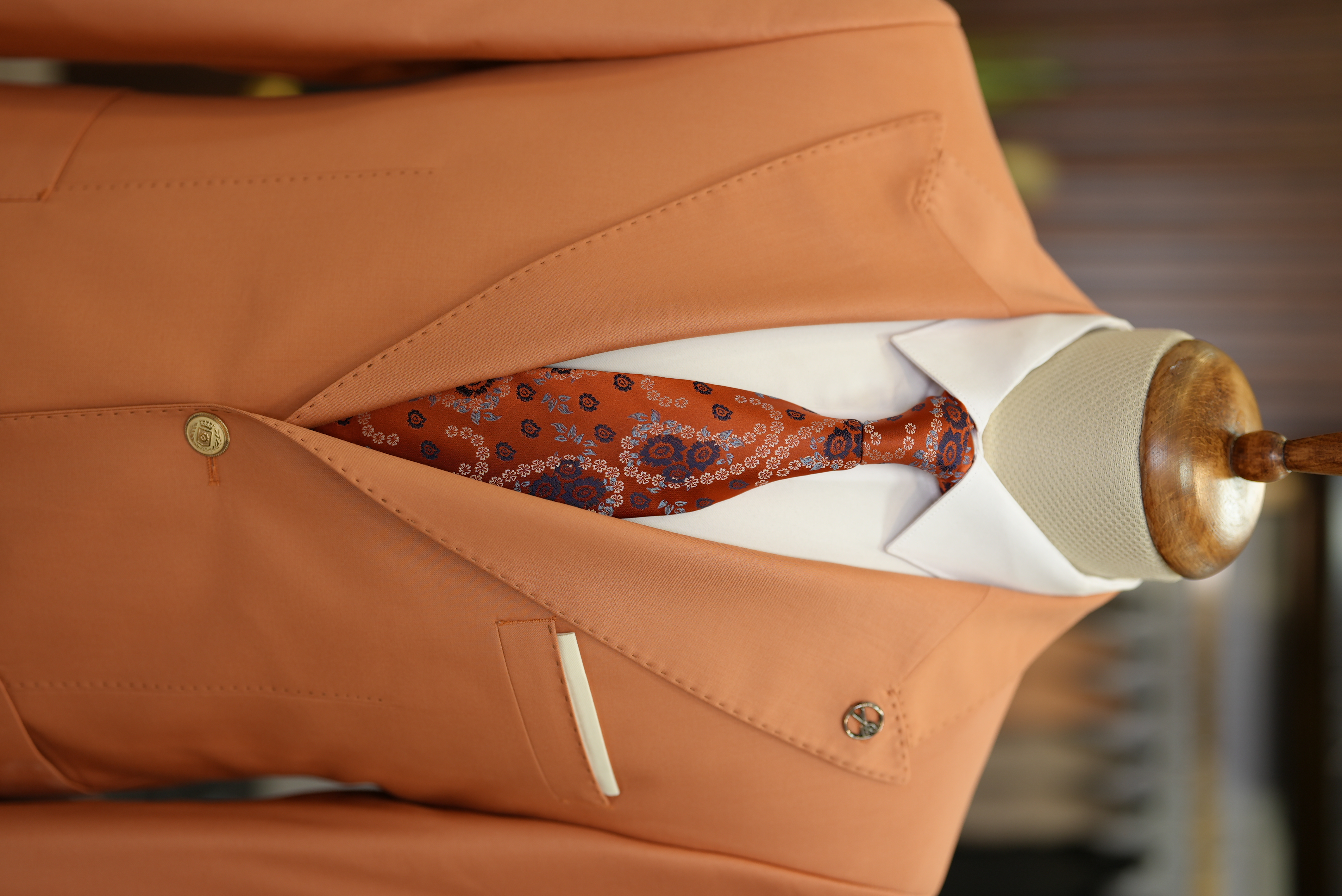 Pantaloni da giacca con tasca e tuta da uomo premium con cuciture a punto - arancione