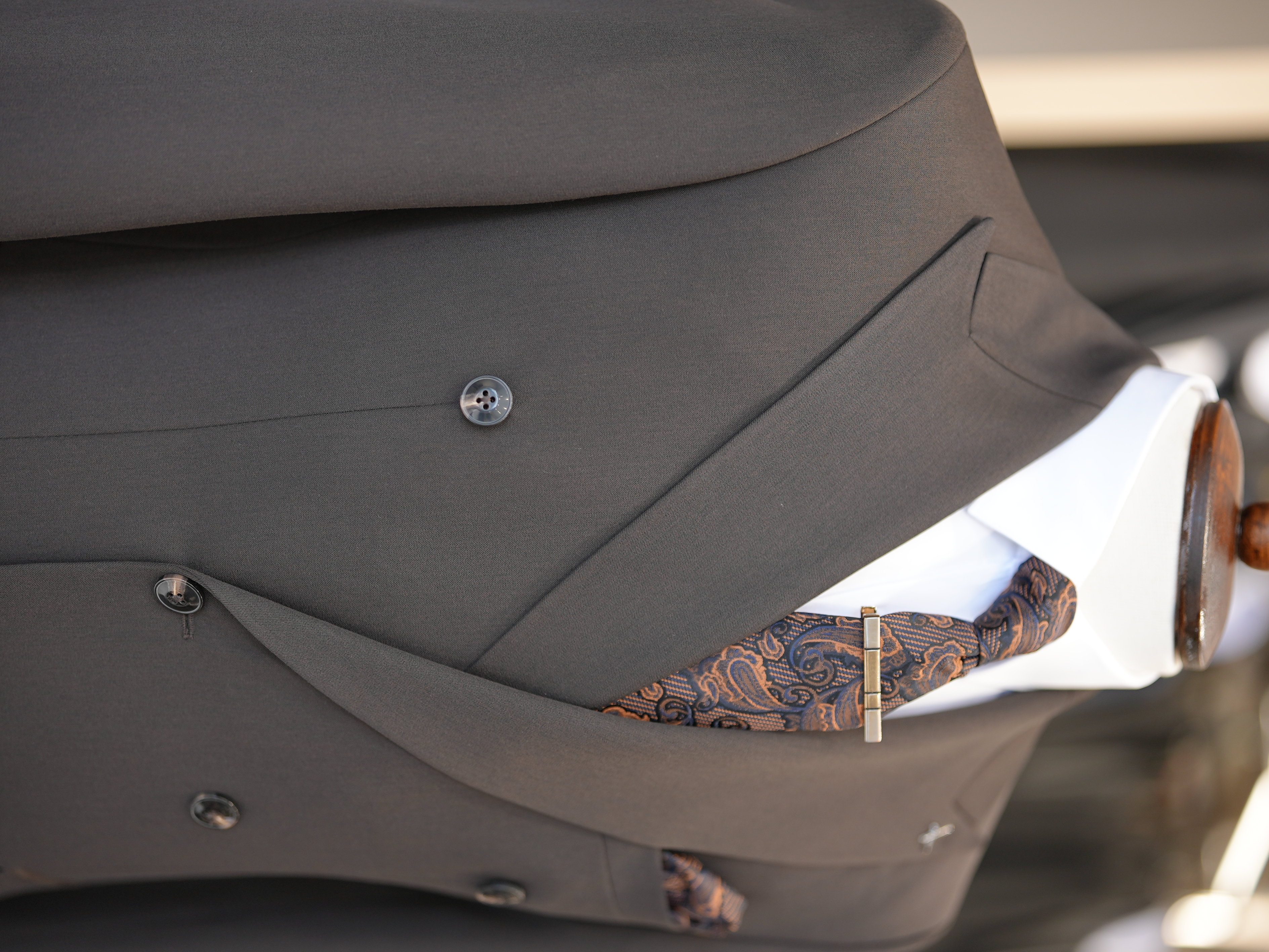 Premium Slim Fit İtalyan Stil Kruvaze Takım Elbise - Ceket Pantolon - Acı Kahve