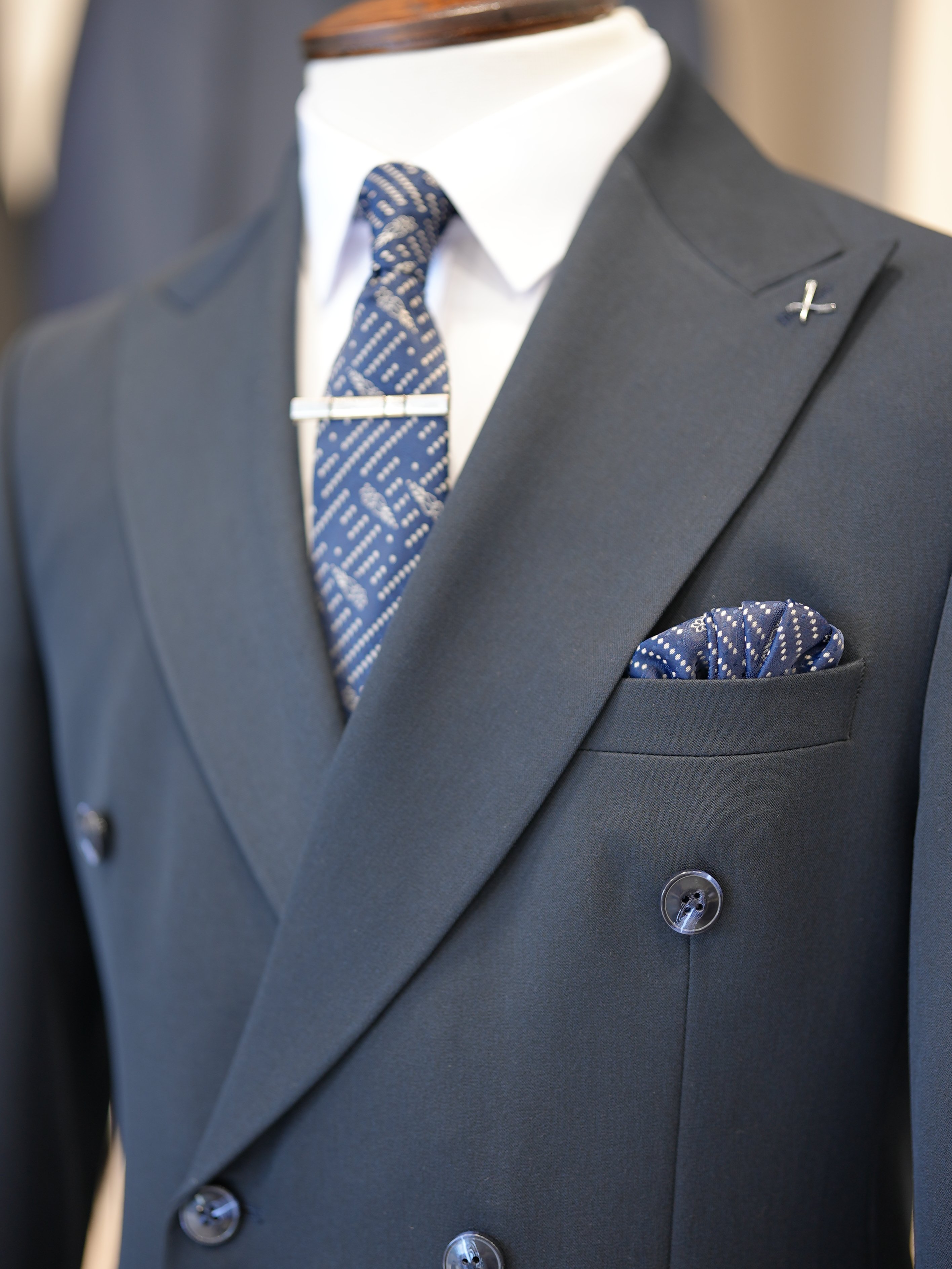 Premium Slim Fit İtalyan Stil Kruvaze Takım Elbise - Ceket Pantolon - Lacivert