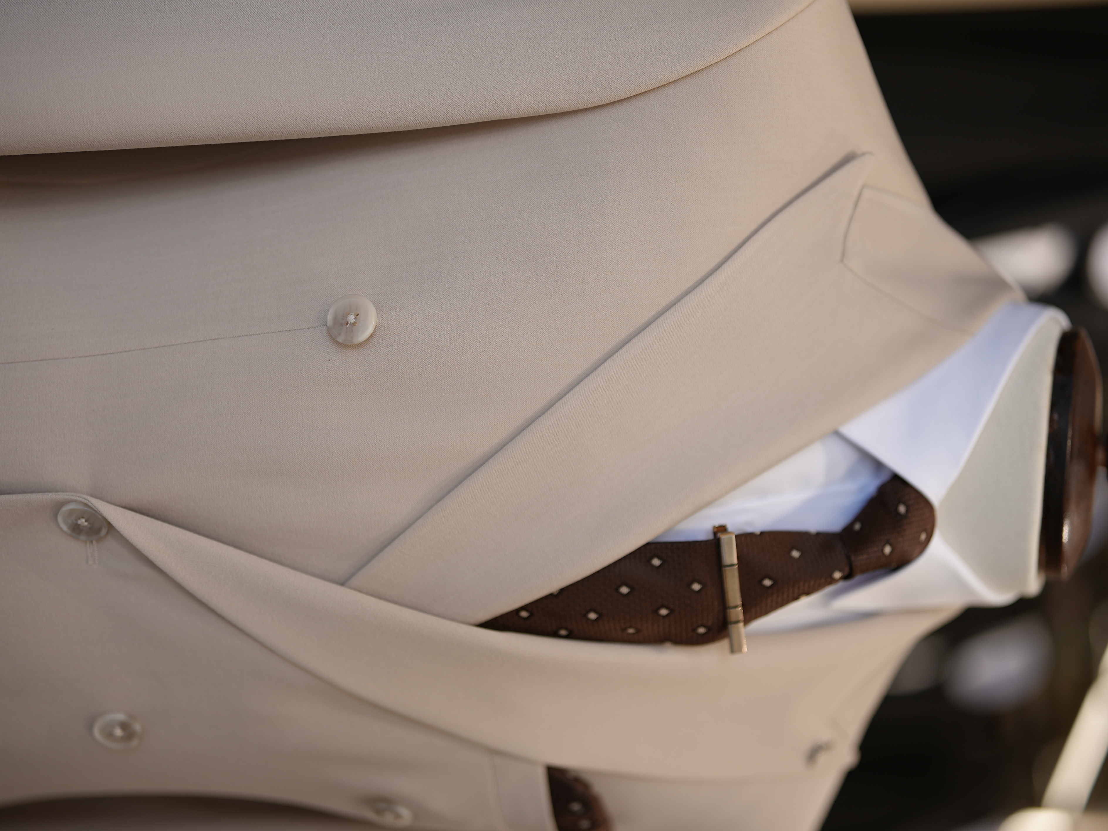 Premium Slim Fit İtalyan Stil Kruvaze Takım Elbise - Ceket Pantolon - Bej