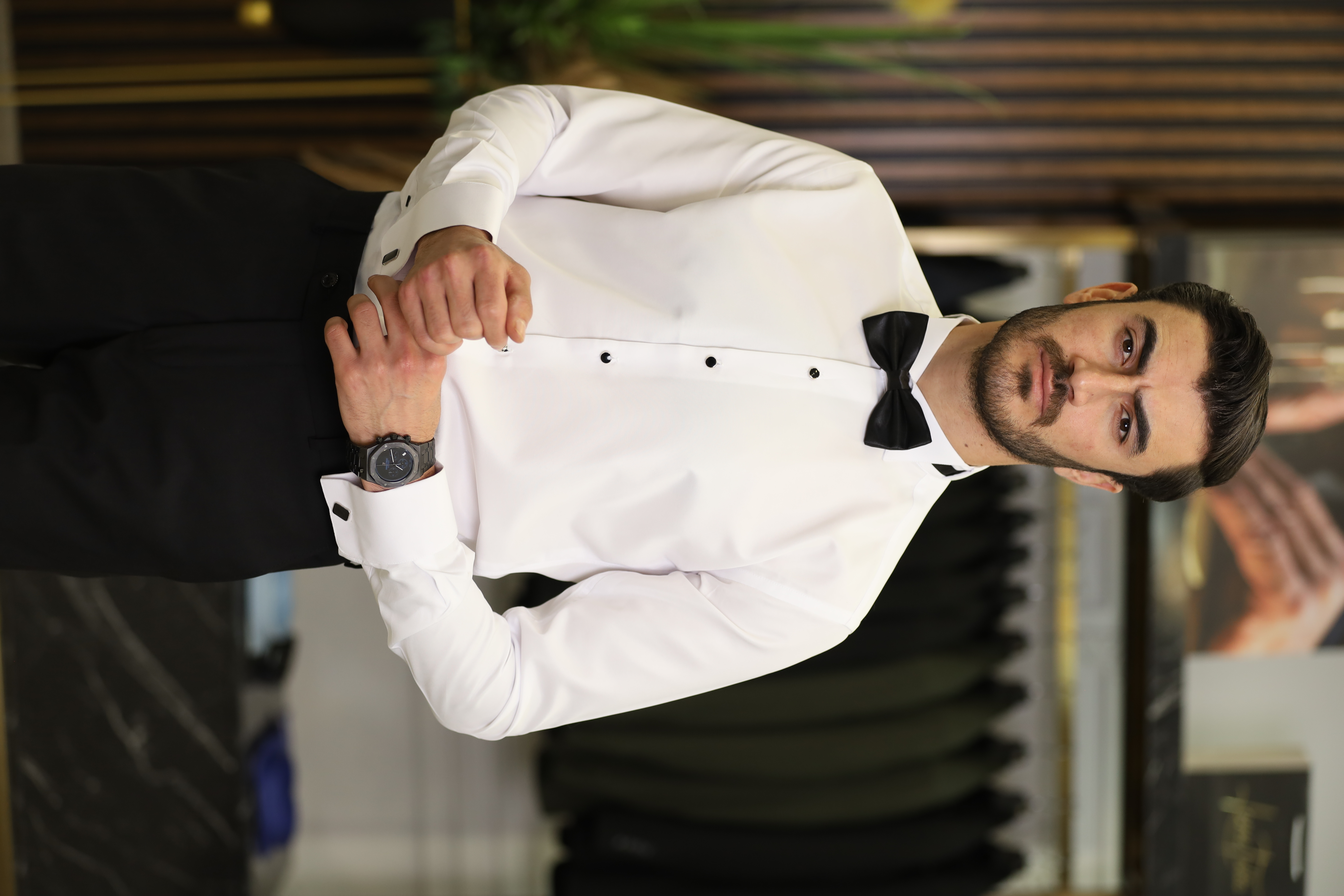 Slim Fit Damatlık Gömlek - Beyaz