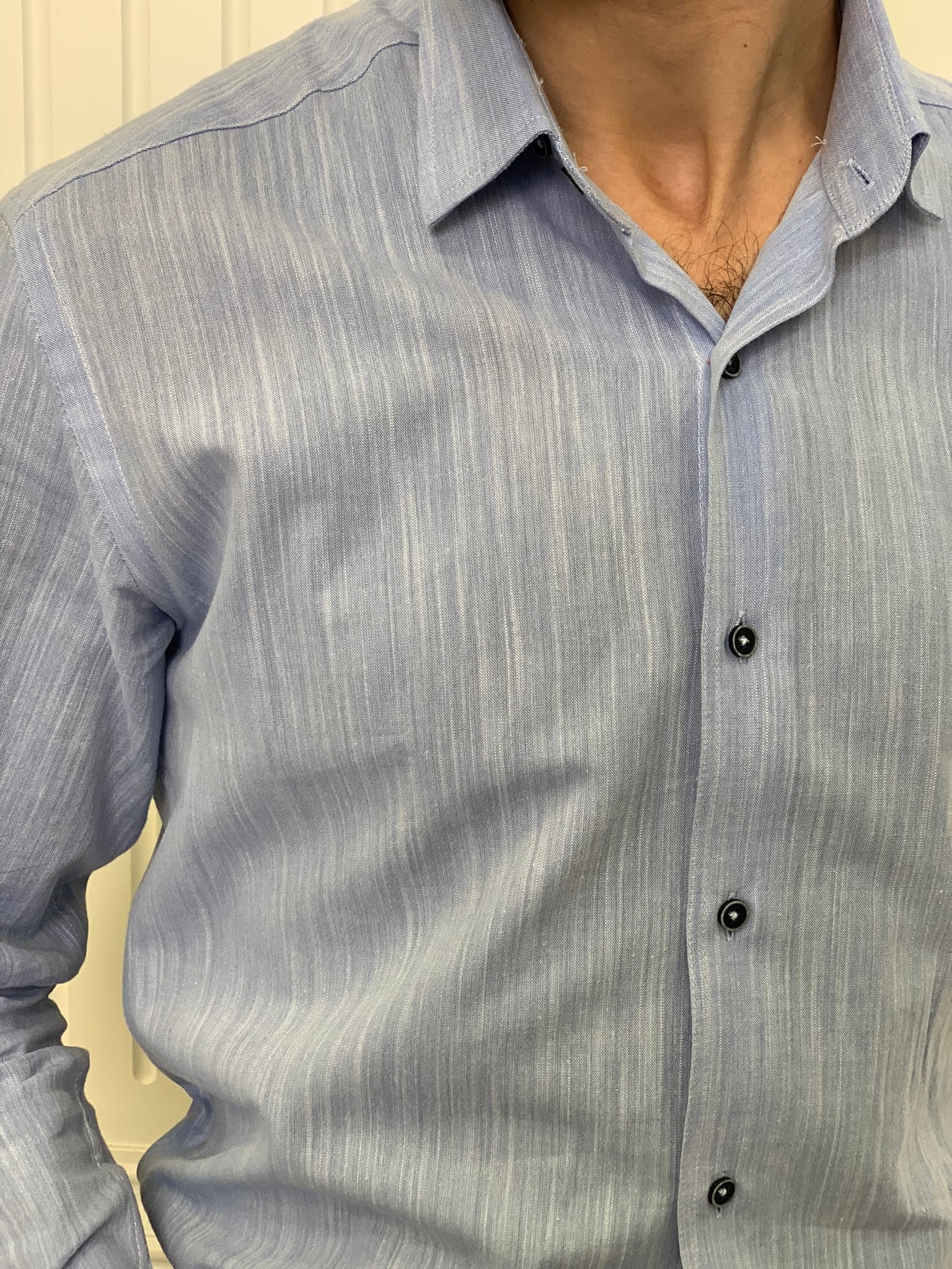 Slim Fit İtalyan Kesim Erkek Gömlek-Mavi