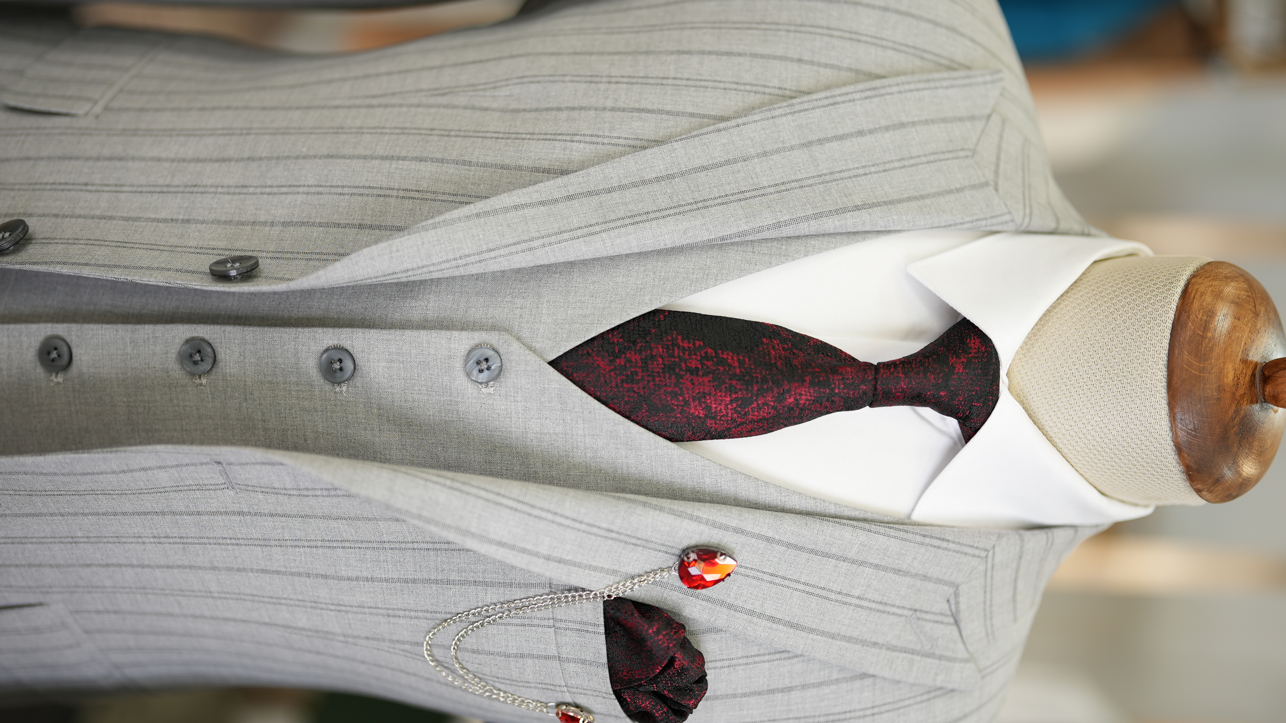 Slim Fit  Takım Elbise Ceket Yelek Pantolon - Gri