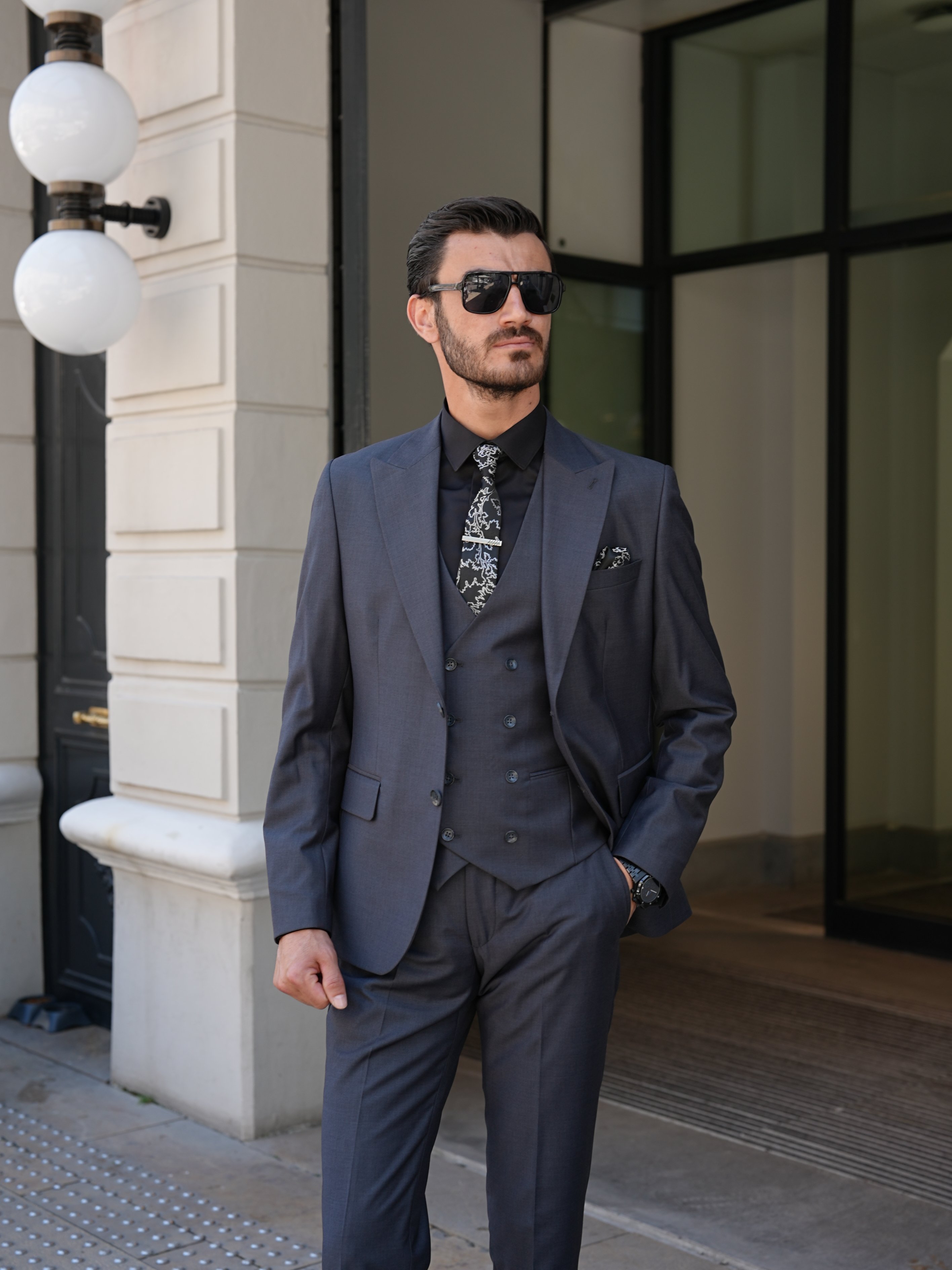 Pantaloni gilet giacca da abito slim fit - Fumè