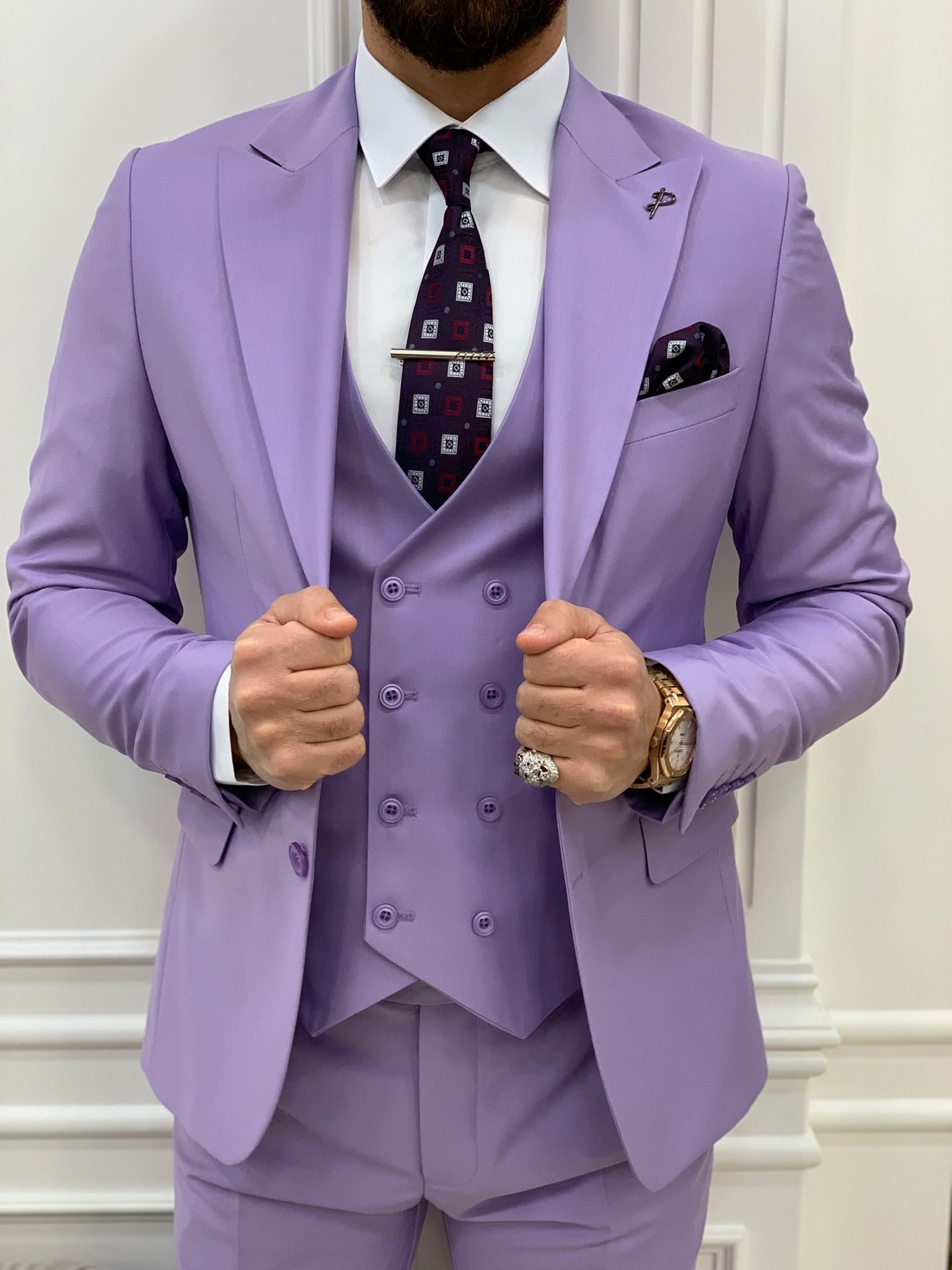 Pantaloni gilet giacca da abito slim fit - Viola