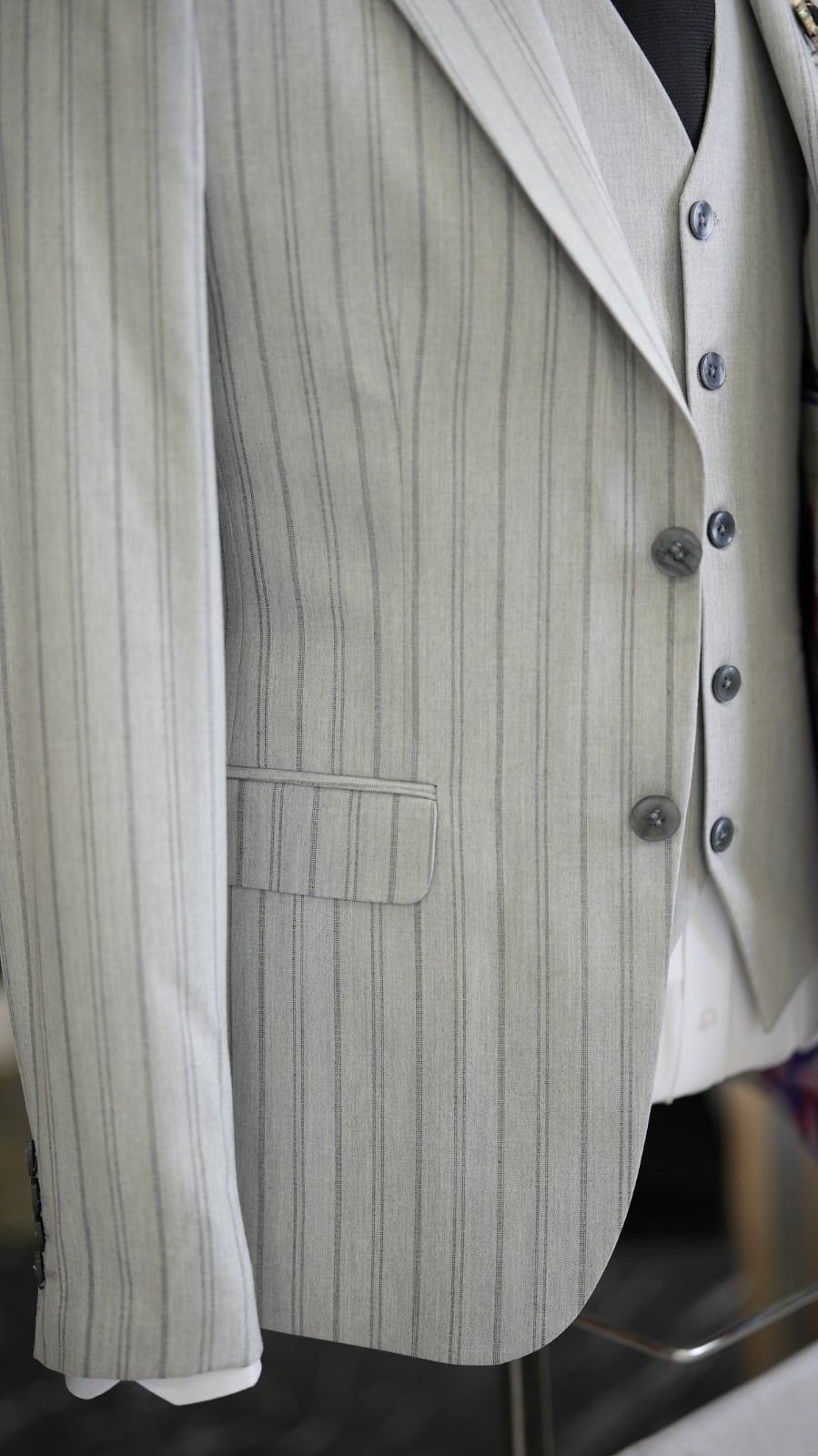 Slim Fit  Takım Elbise Ceket Yelek Pantolon - Açık gri