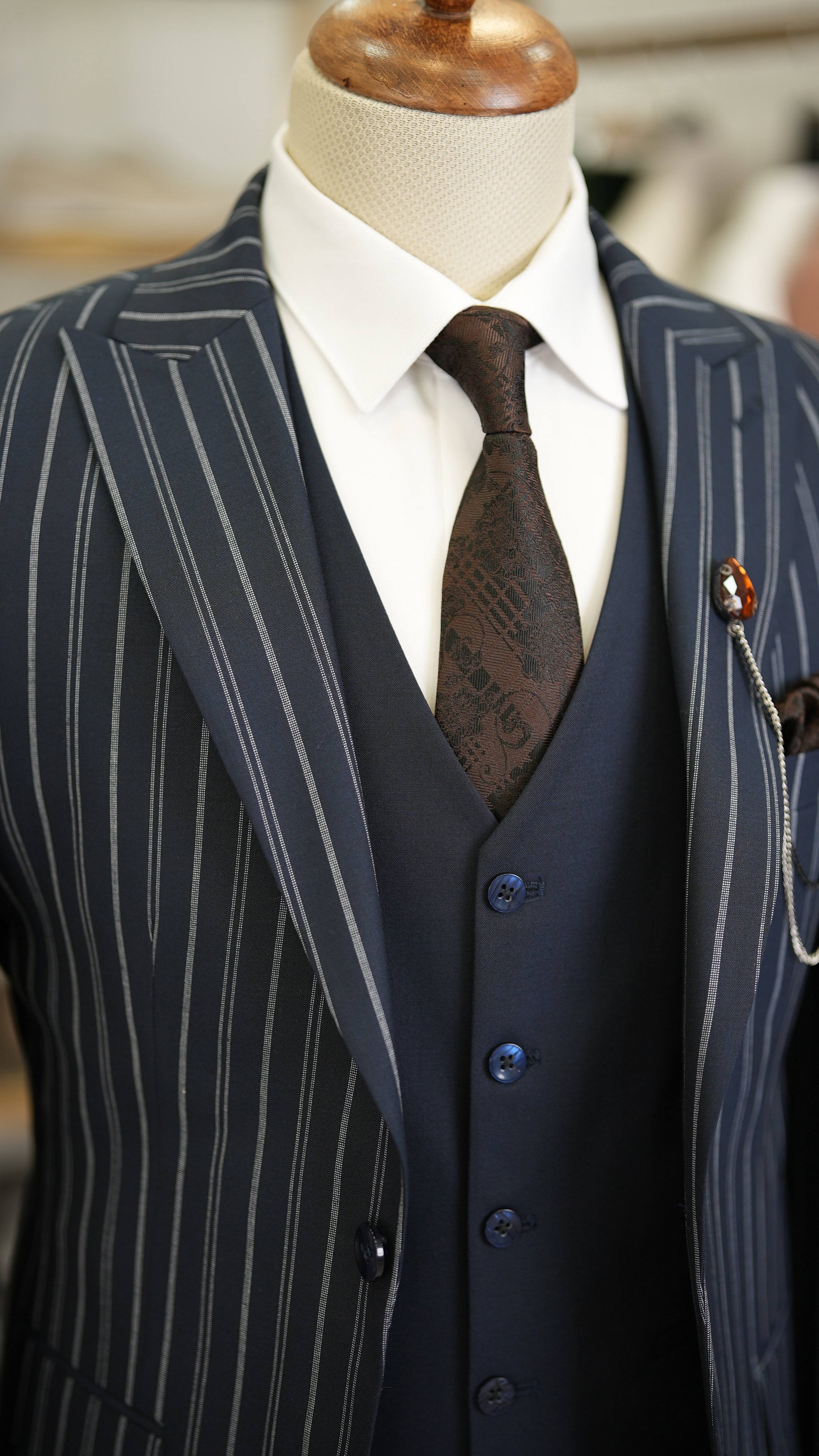 Slim Fit  Takım Elbise Ceket Yelek Pantolon - Lacivert