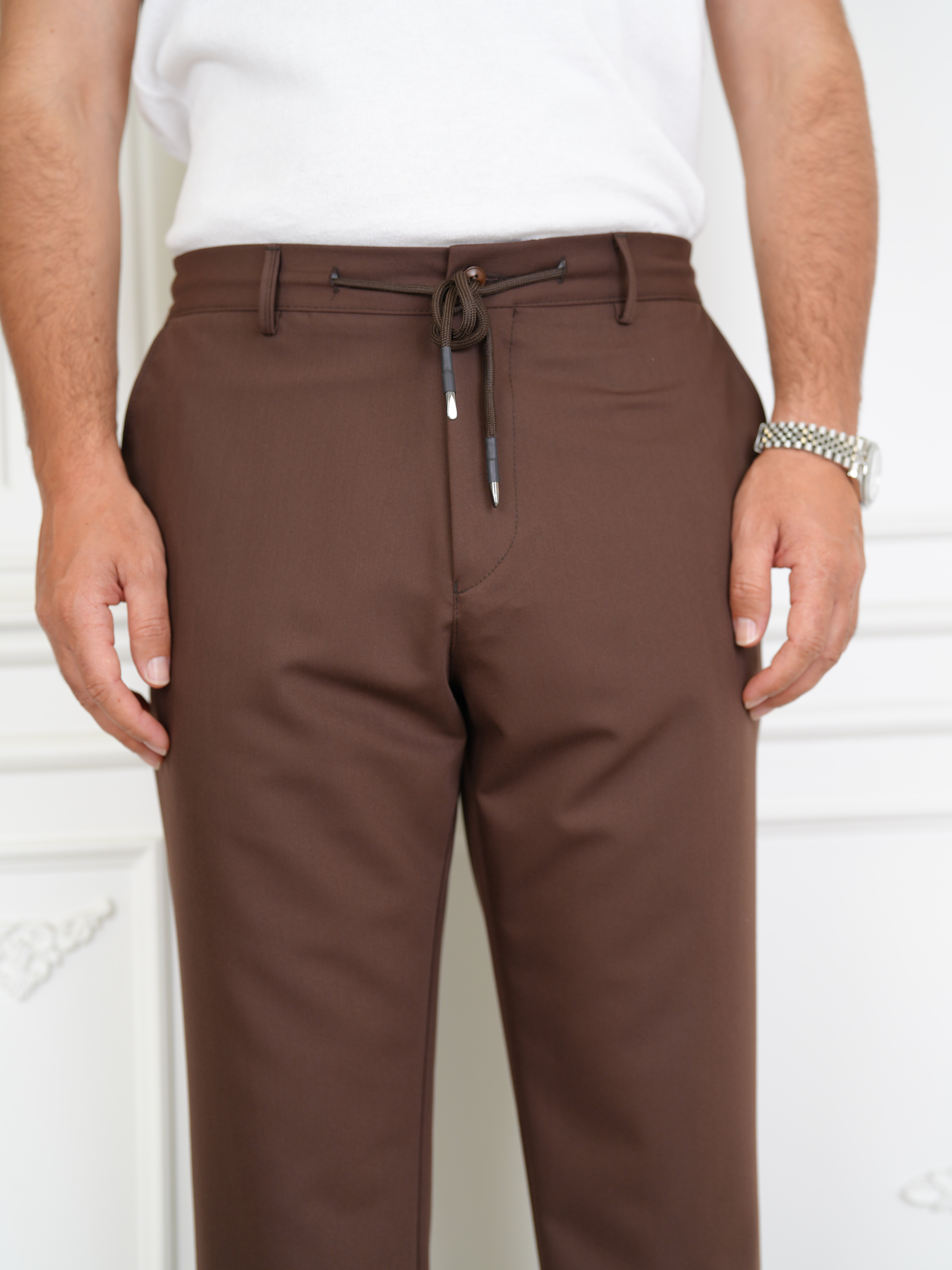 YÜKSEK BEL İTALYAN STİL JOGGER PANTOLON - Acı Kahve