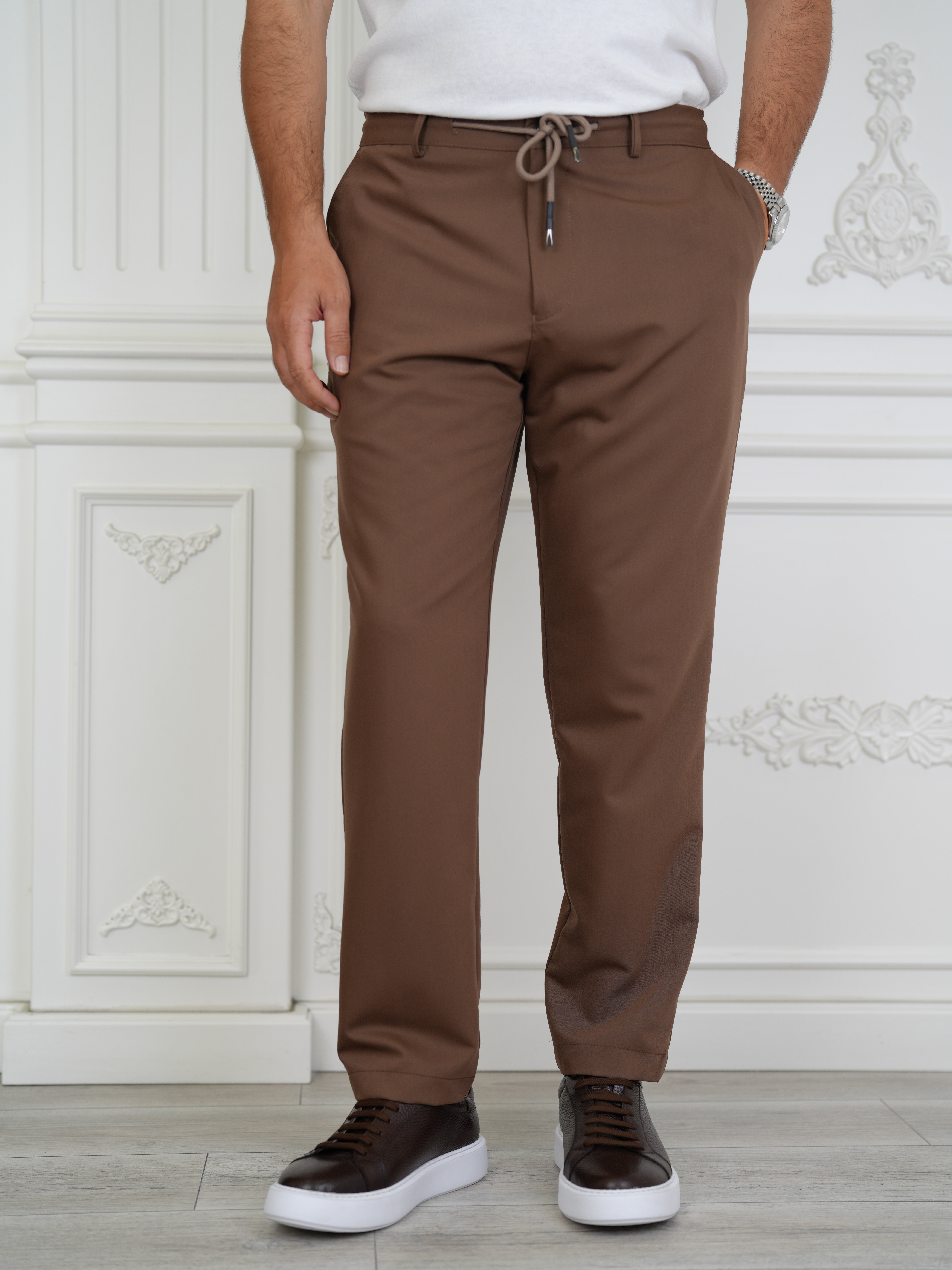 YÜKSEK BEL İTALYAN STİL JOGGER PANTOLON - Kahve