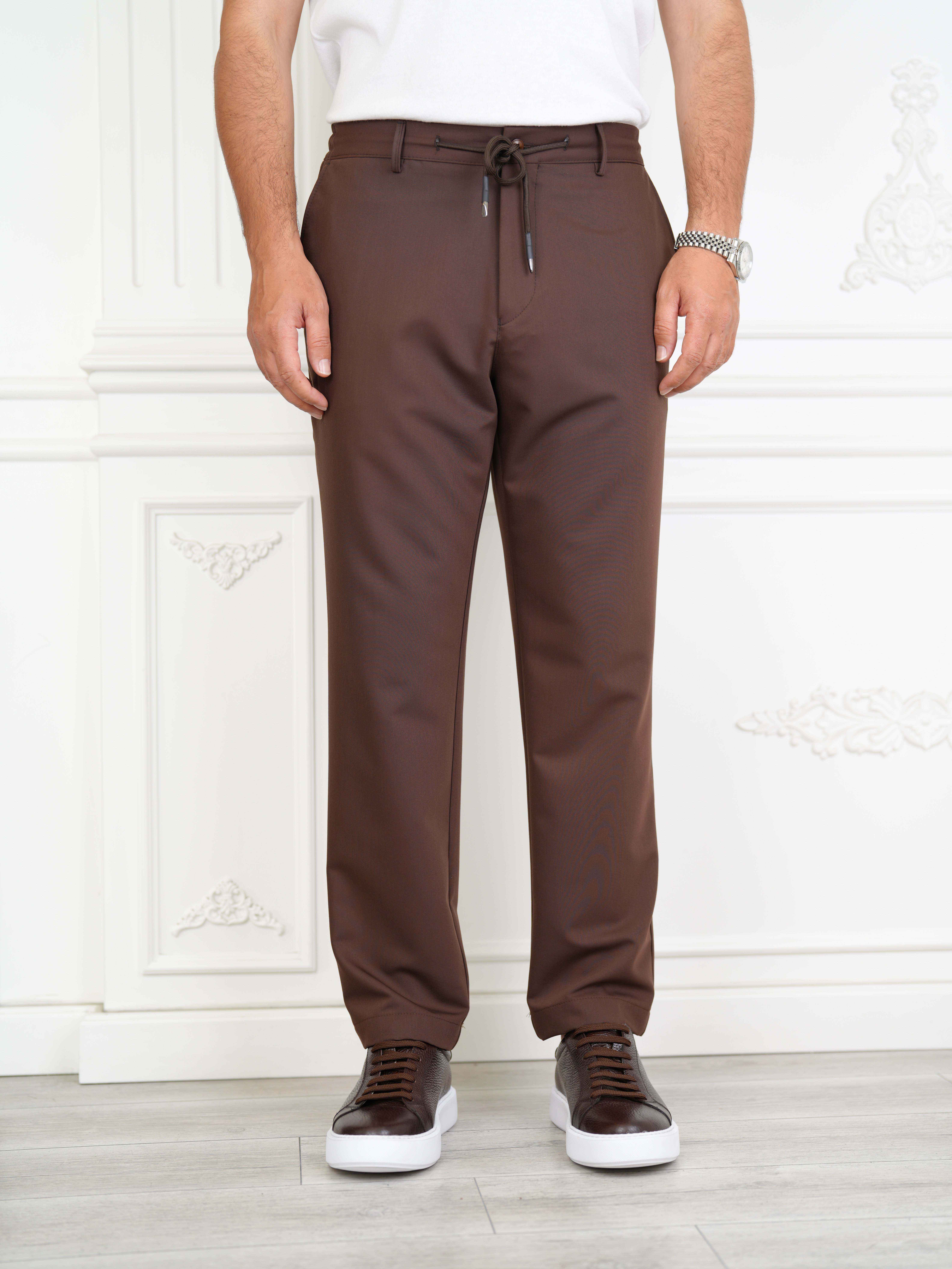 YÜKSEK BEL İTALYAN STİL JOGGER PANTOLON - Acı Kahve