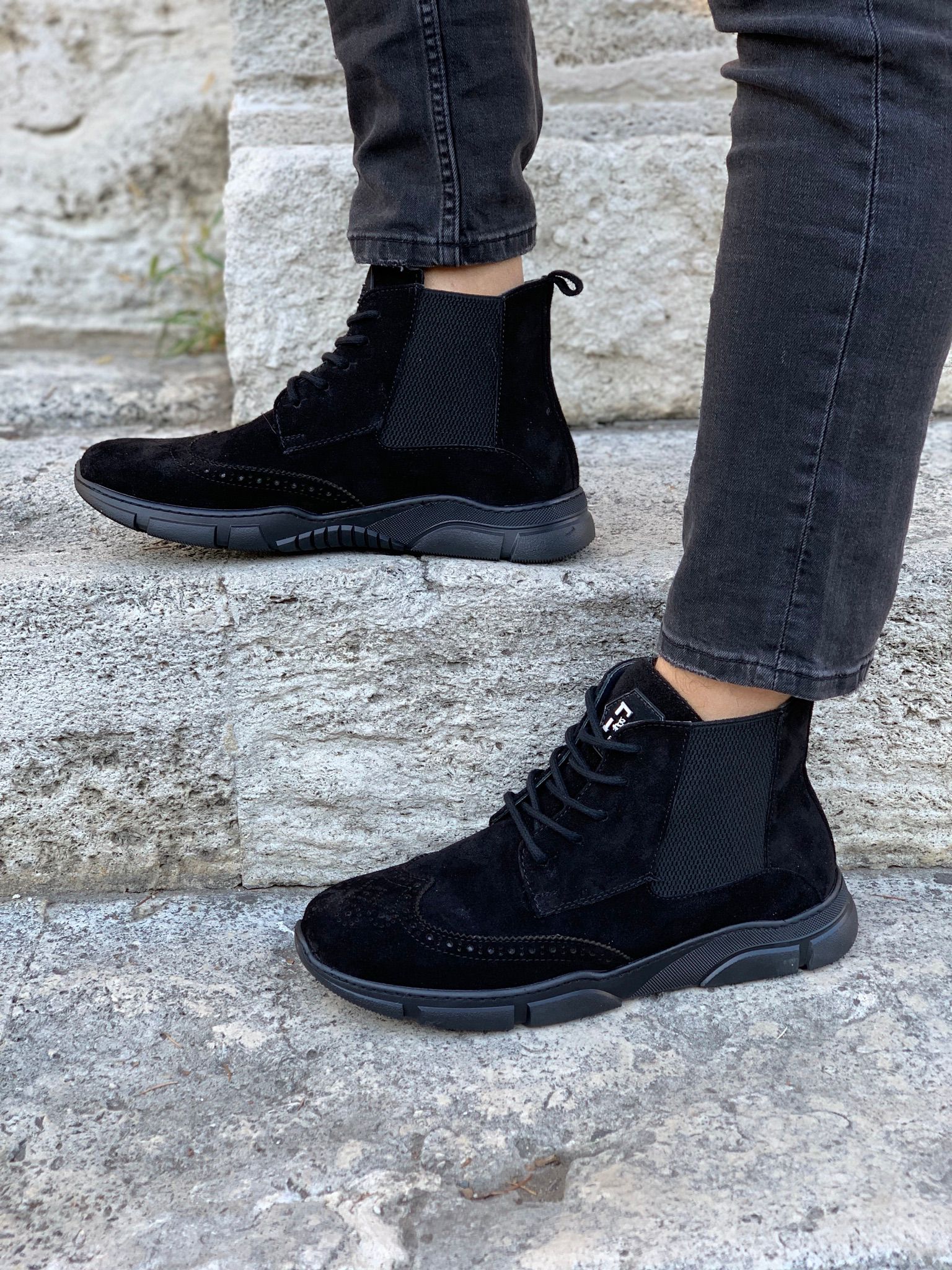 Bağcıklı Bot-Siyah Süet