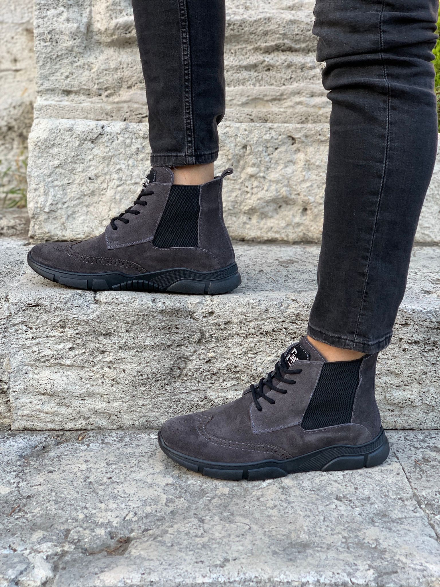 Bağcıklı Bot-Süet Gri