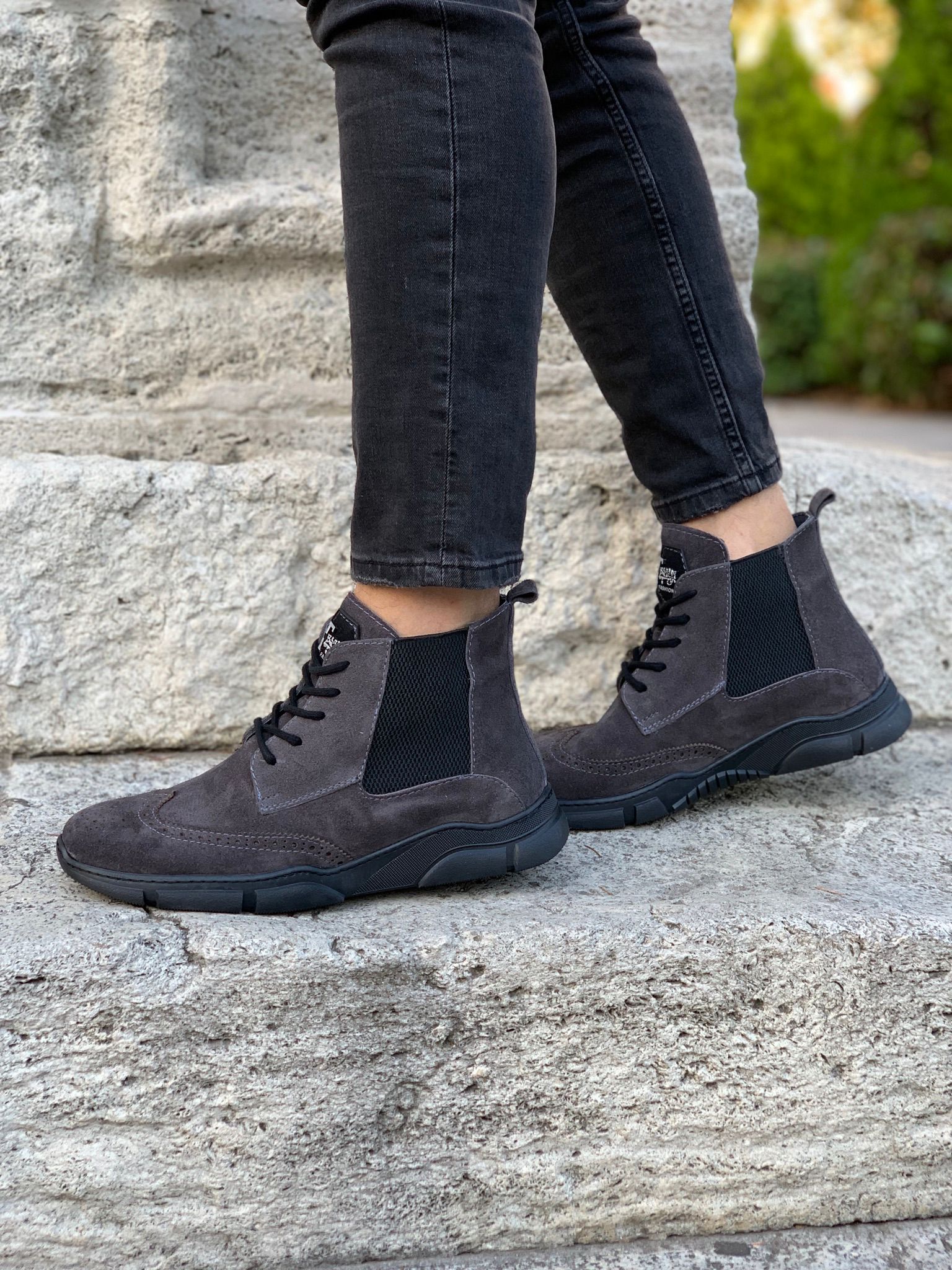 Bağcıklı Bot-Süet Gri