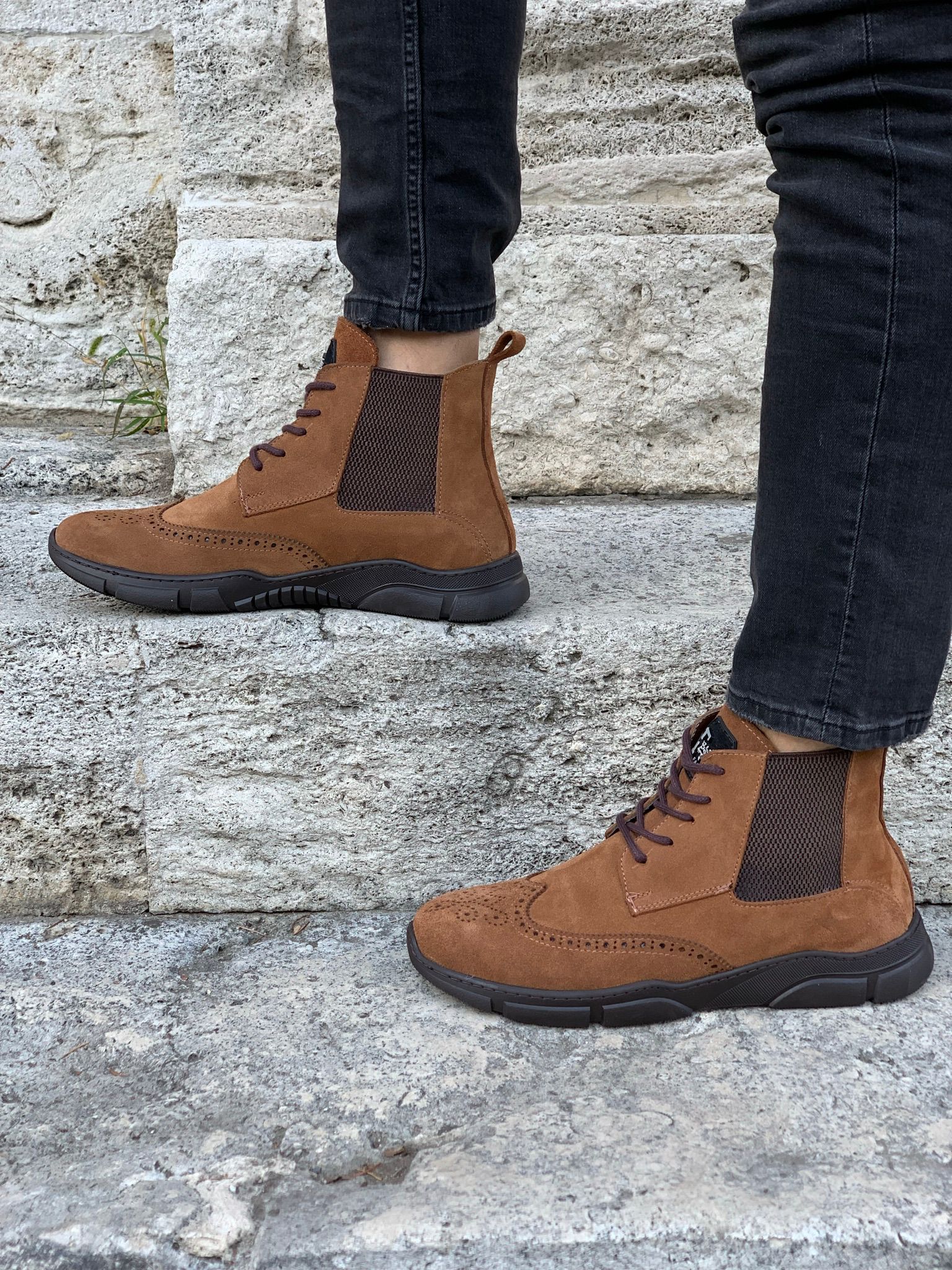 Bağcıklı Bot-Süet Taba