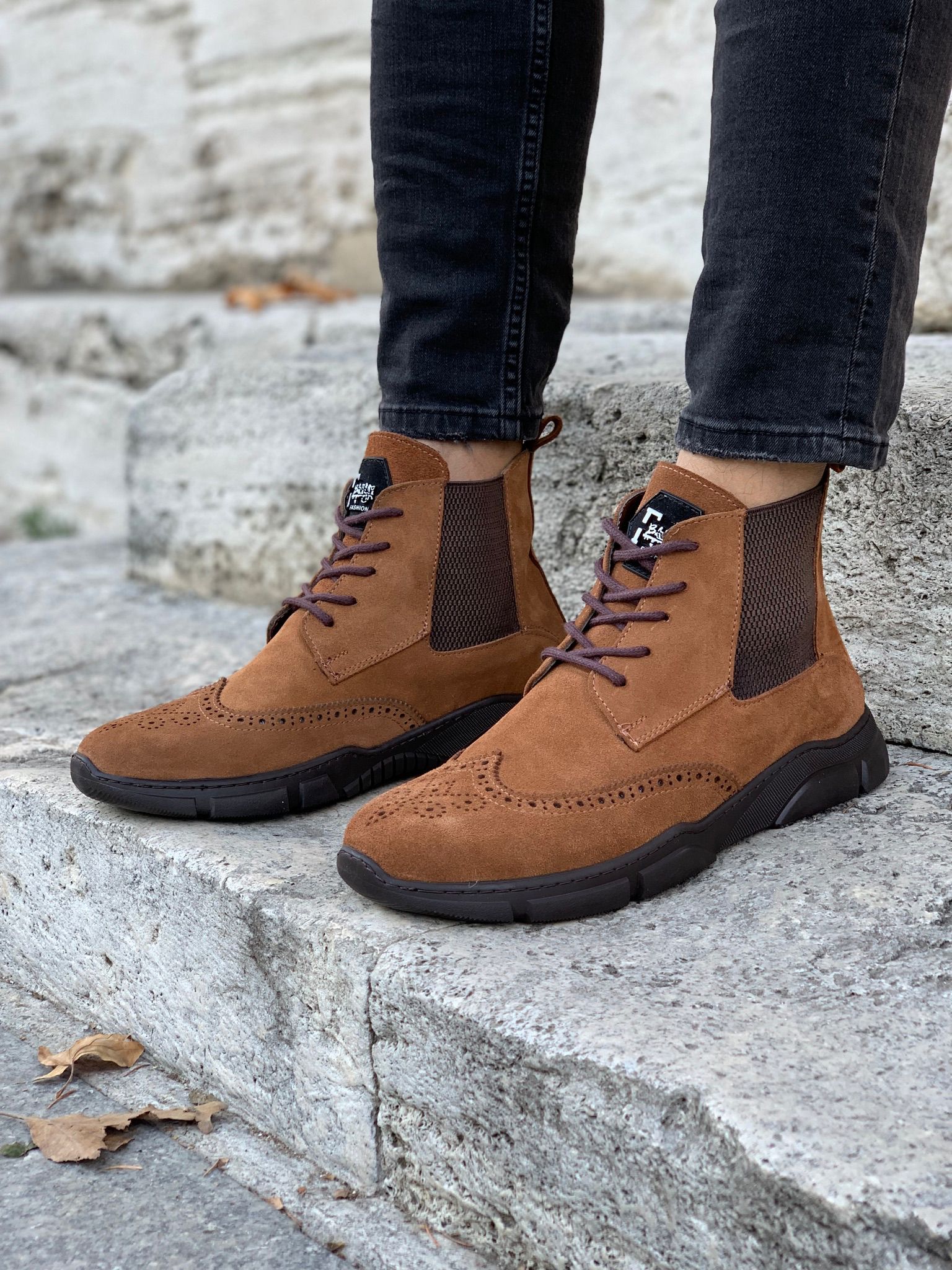 Bağcıklı Bot-Süet Taba