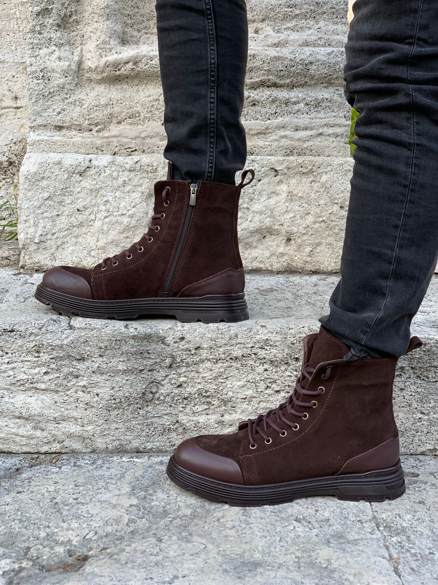 Bağcıklı Erkek Bot-Süet Acı Kahve