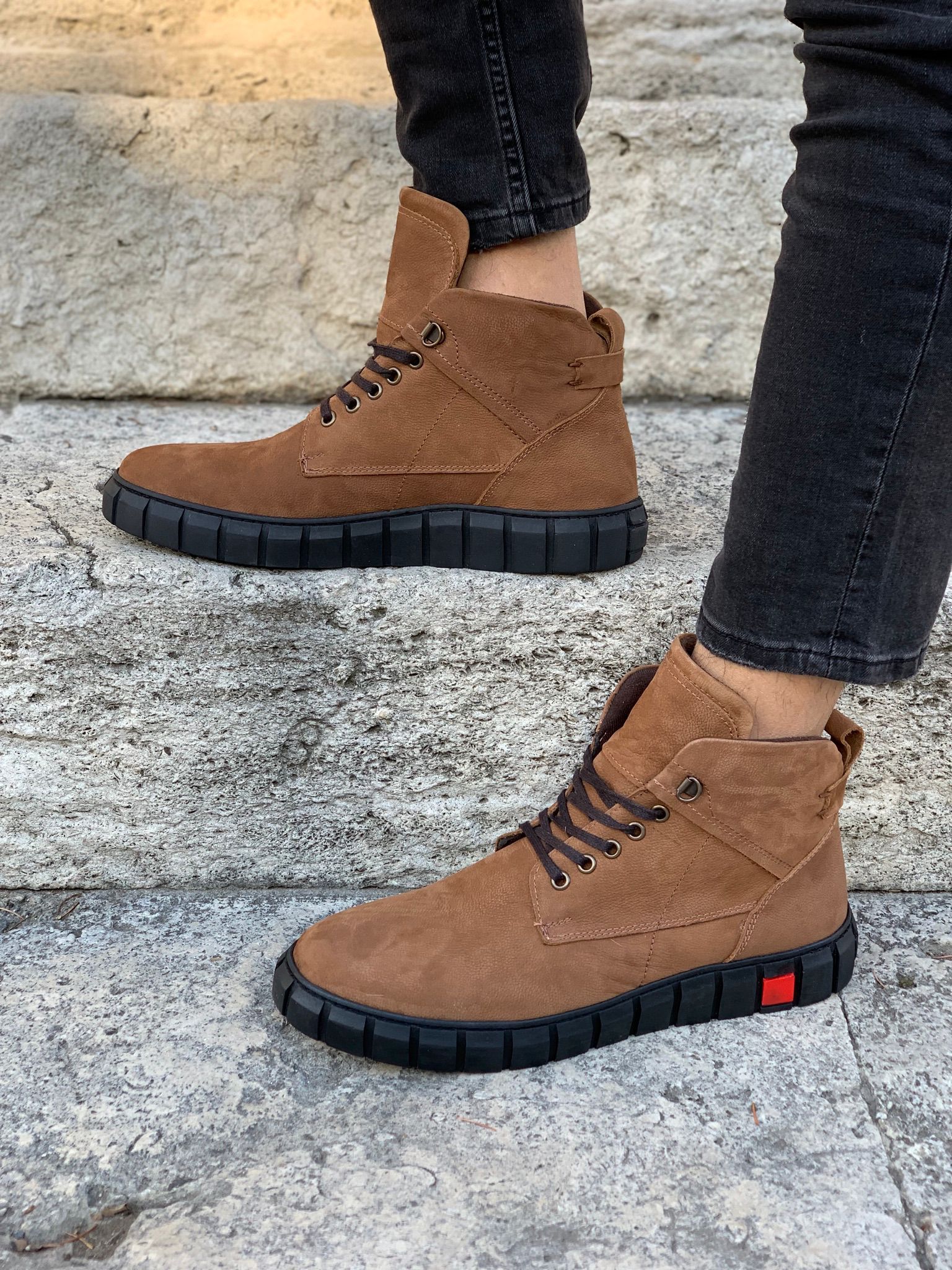 Bağcıklı Hakiki Deri Bot-Taba