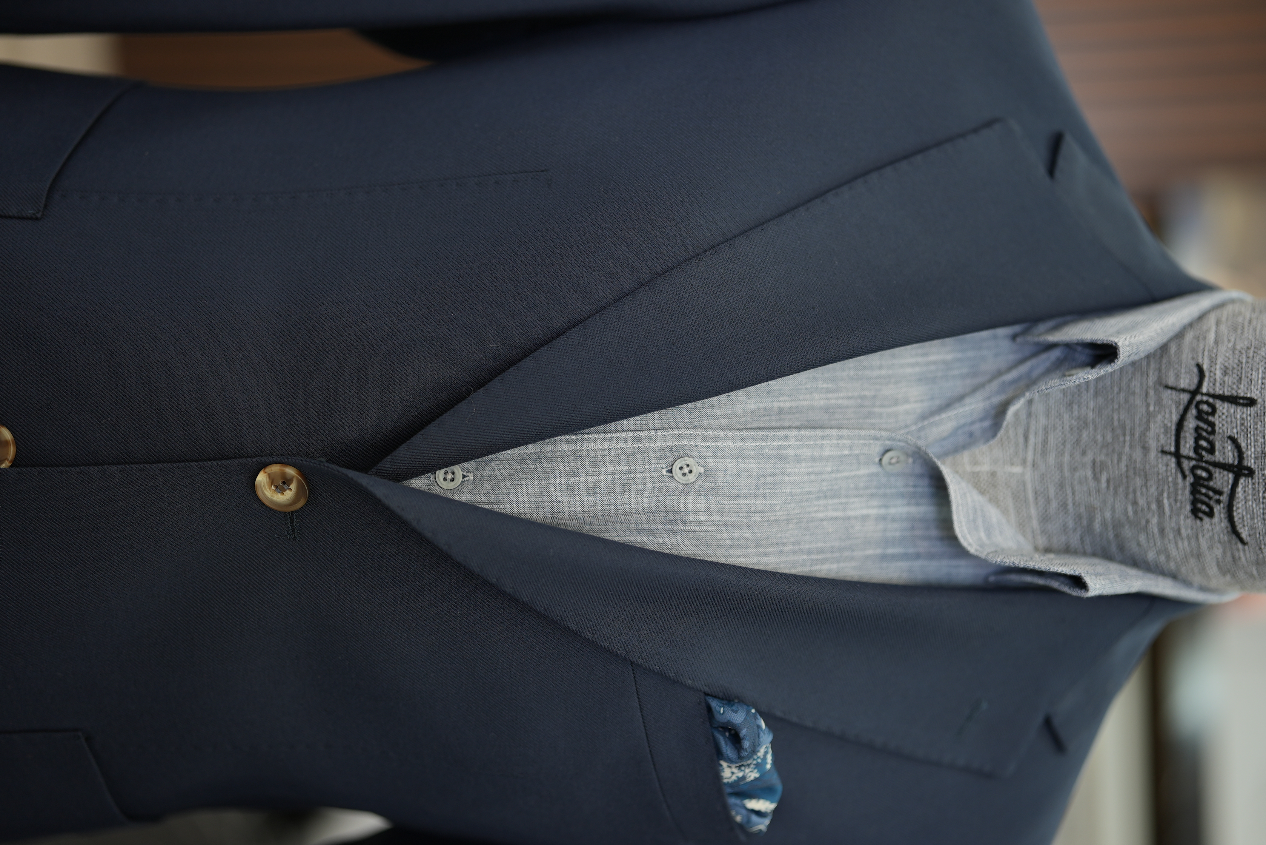 Erkek Ceket Mono Yaka Cep Yarım Astarlı  Slim fit İtalyan Stil - Lacivert