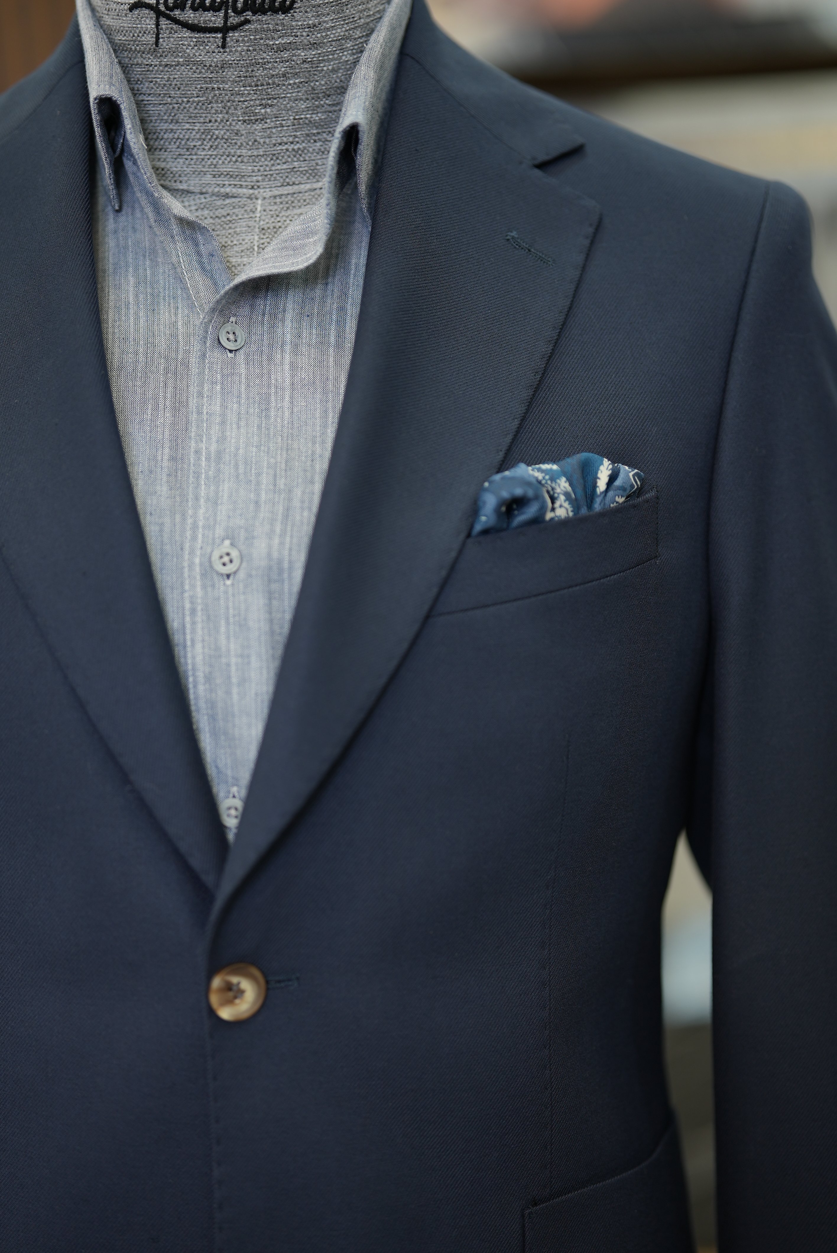 Erkek Ceket Mono Yaka Cep Yarım Astarlı  Slim fit İtalyan Stil - Lacivert