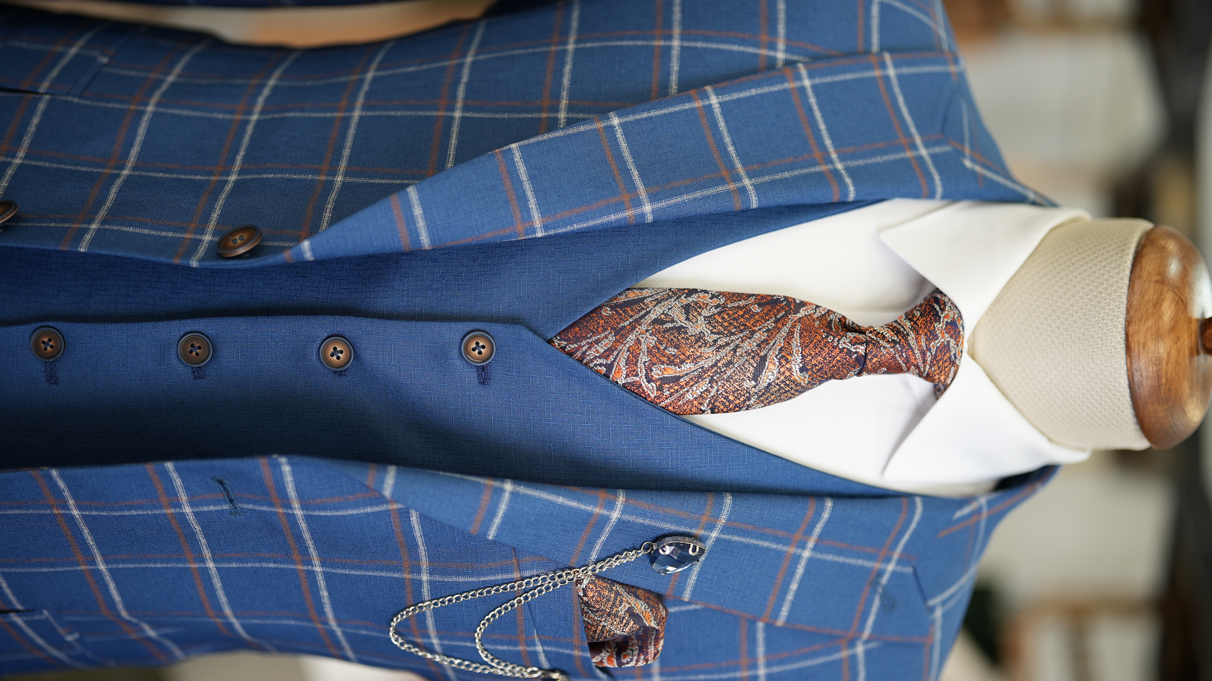Pantaloni gilet da giacca scozzese da uomo - Blu