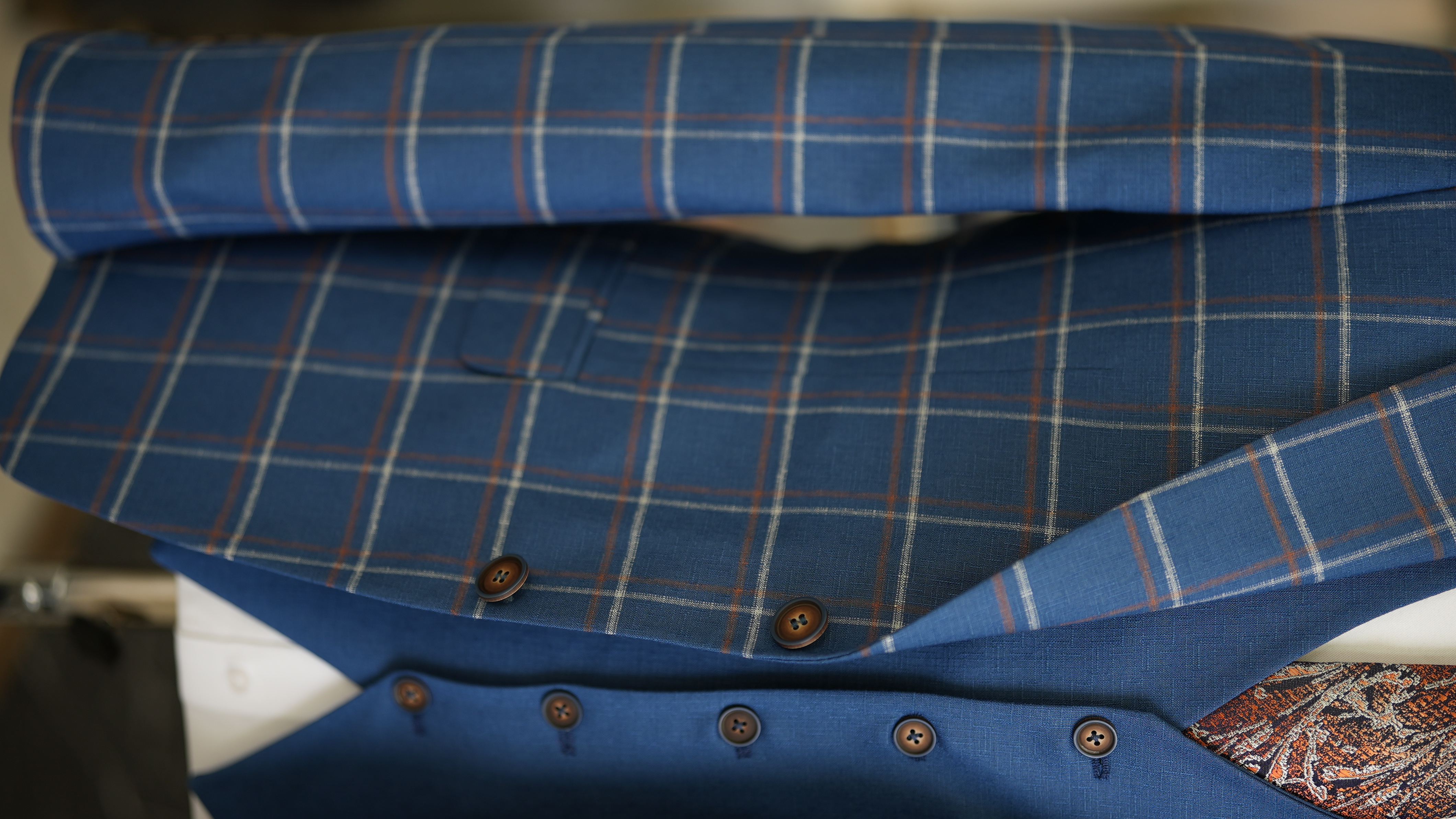 Pantaloni gilet da giacca scozzese da uomo - Blu