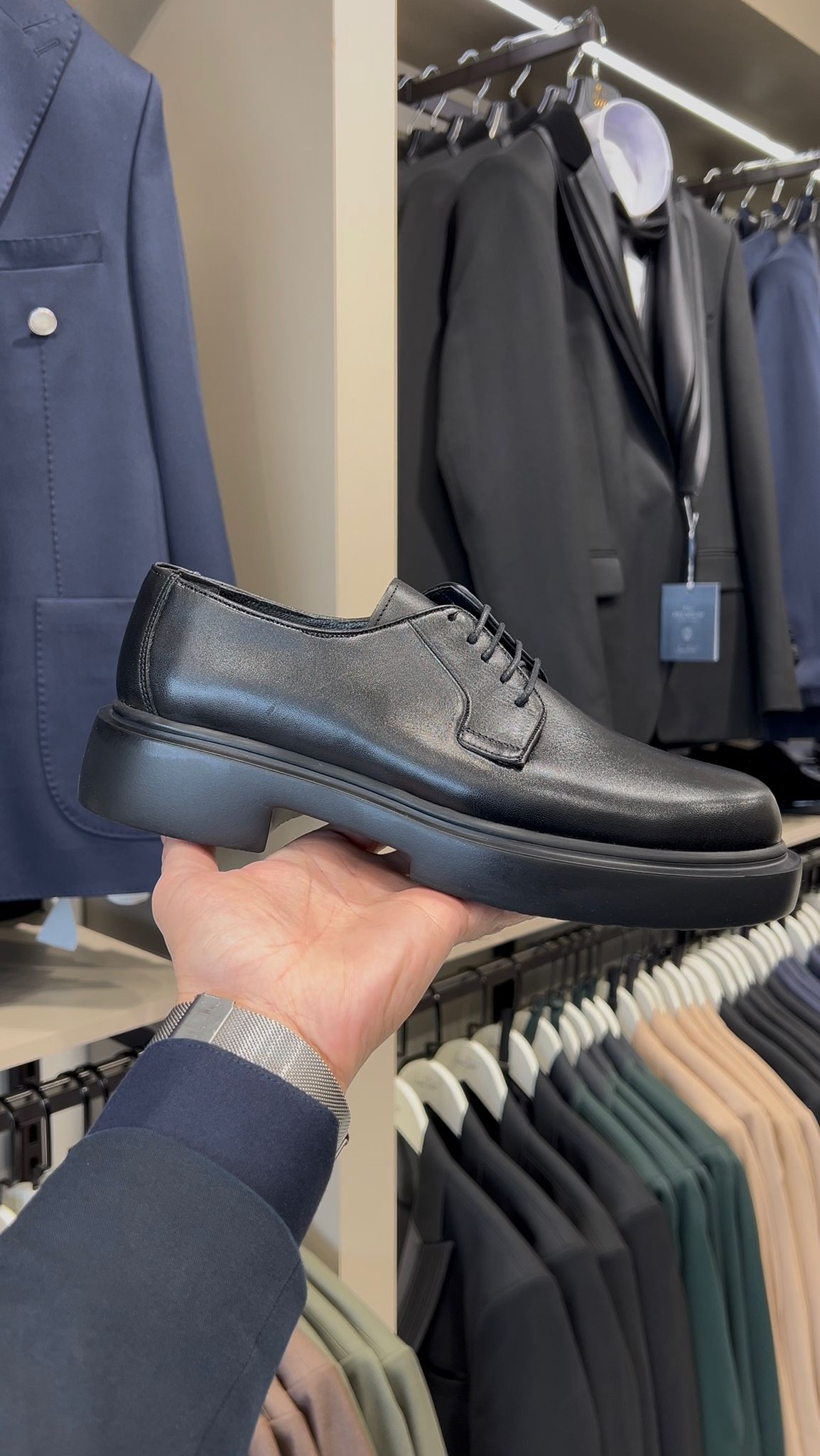 Erkek Hakiki Deri Tabanlı BağcıklI Rugan Ayakkabı - Siyah