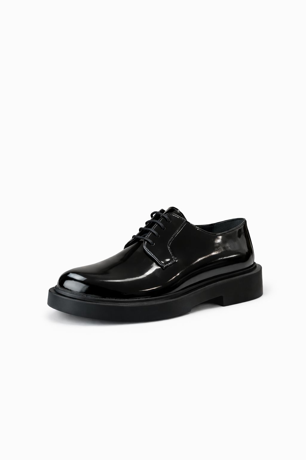 Erkek Hakiki Deri Tabanlı BağcıklI Rugan Ayakkabı - Siyah Rugan